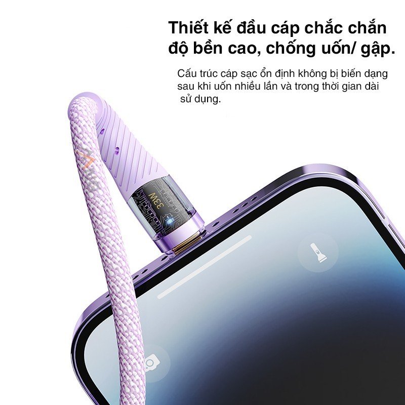 Mô tả Dây cáp sạc nhanh iphone PD 33W Rockspace Z21 dây dù Hàng chính hãng bảo hành 1 năm 1 đổi - 4
