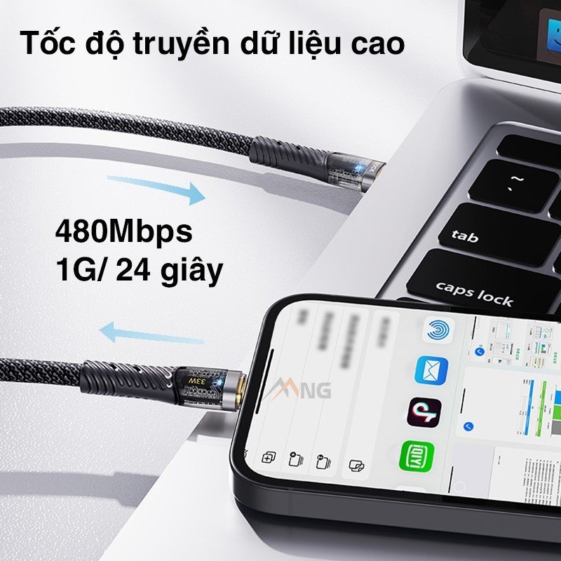 Mô tả Dây cáp sạc nhanh iphone PD 33W Rockspace Z21 dây dù Hàng chính hãng bảo hành 1 năm 1 đổi - 8