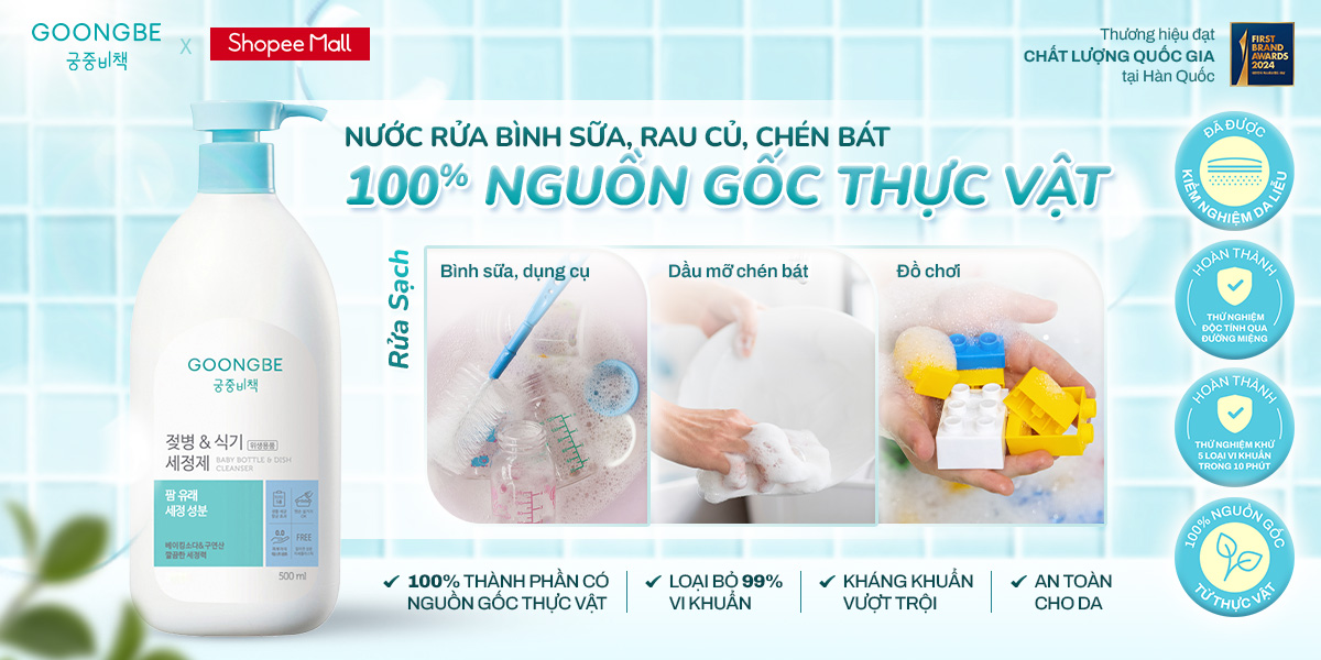 Mô tả Combo 2 Nước Rửa Bình Sữa Và Chén Bát Kháng Khuẩn Đậm Đặc, Thành Phần Thiên Nhiên - GOONGBE Chính Hãng - 2
