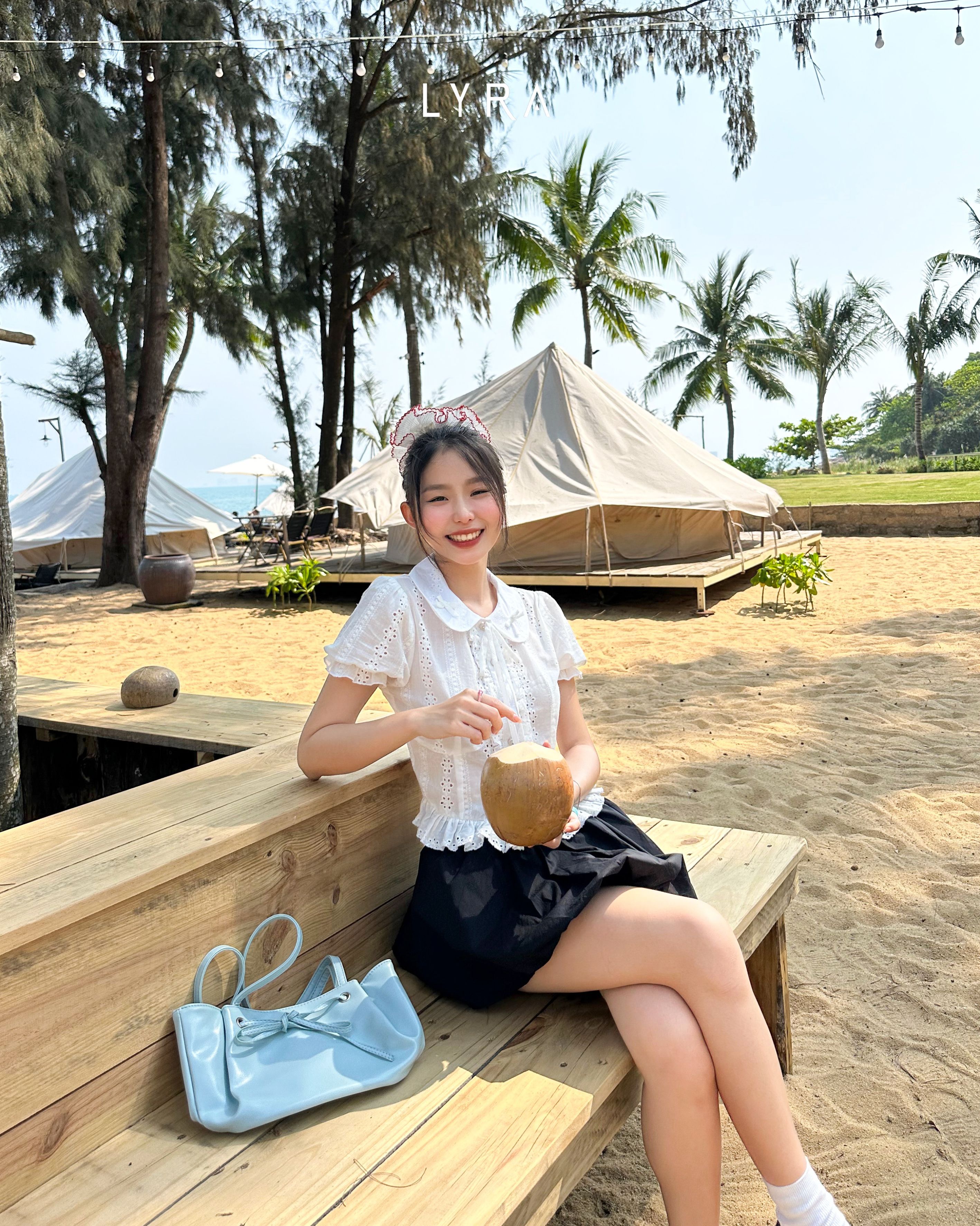 Mô tả LYRA - Áo sơ mi ngắn tay thiết kế, Áo kiểu nữ cổ nơ viền ren chất thô boi trẻ trung kiểu Hàn - LWNAO021 - 6