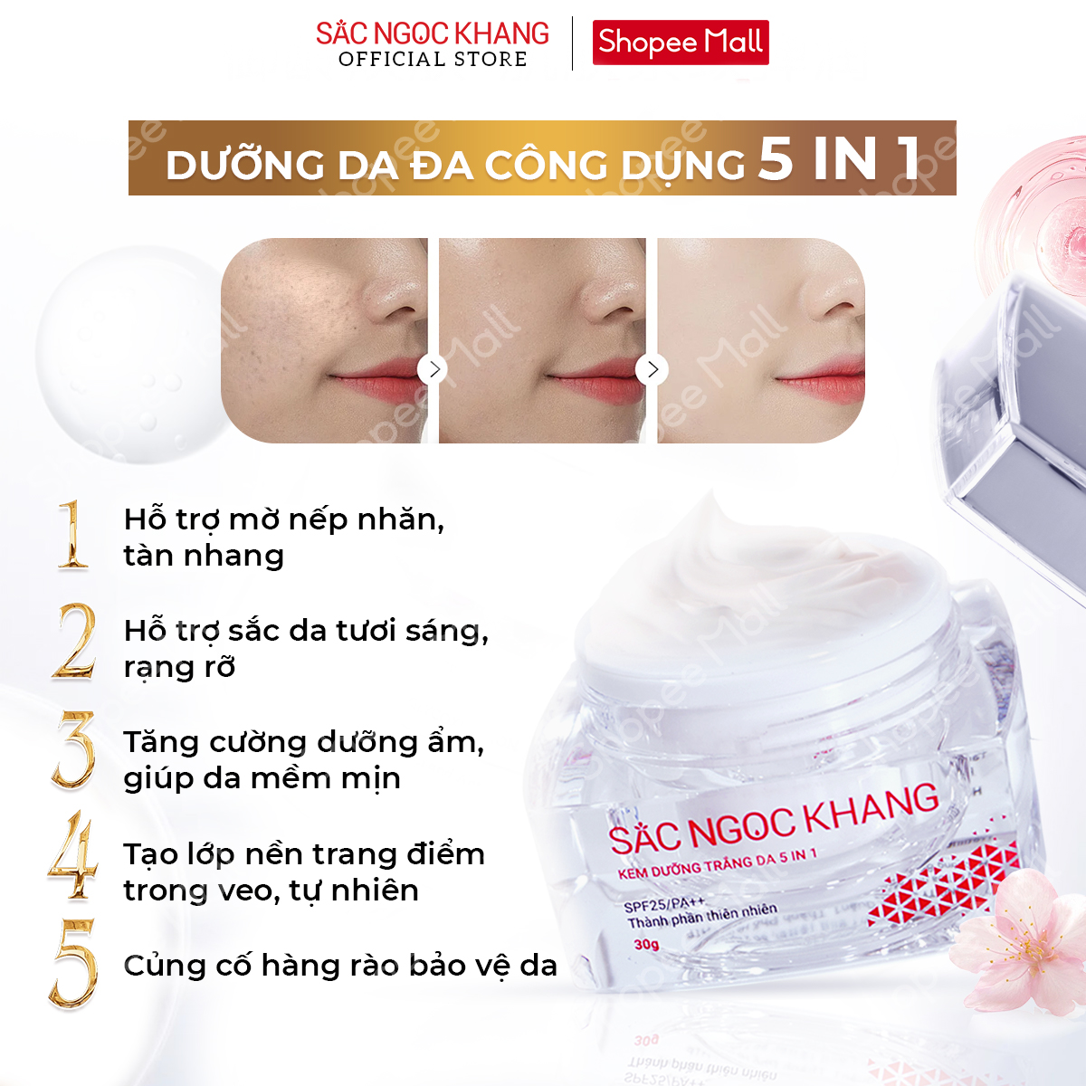 Mô tả Kem dưỡng da Ban Ngày Sắc Ngọc Khang 5in1 30g - 3