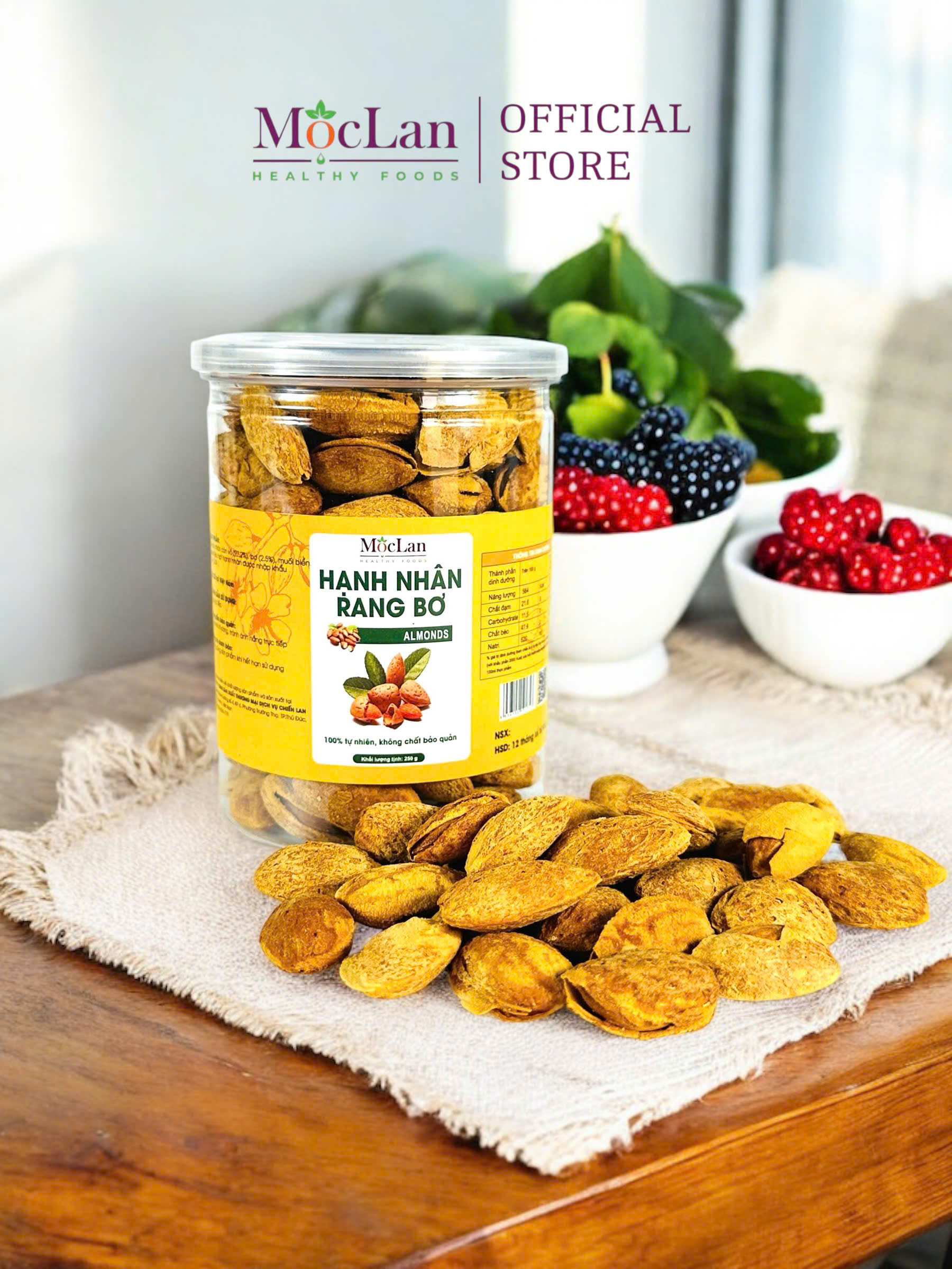 Mô tả Hạnh nhân rang bơ Mộc Lan - Mỹ loại 1 - 250g, 500g - 3