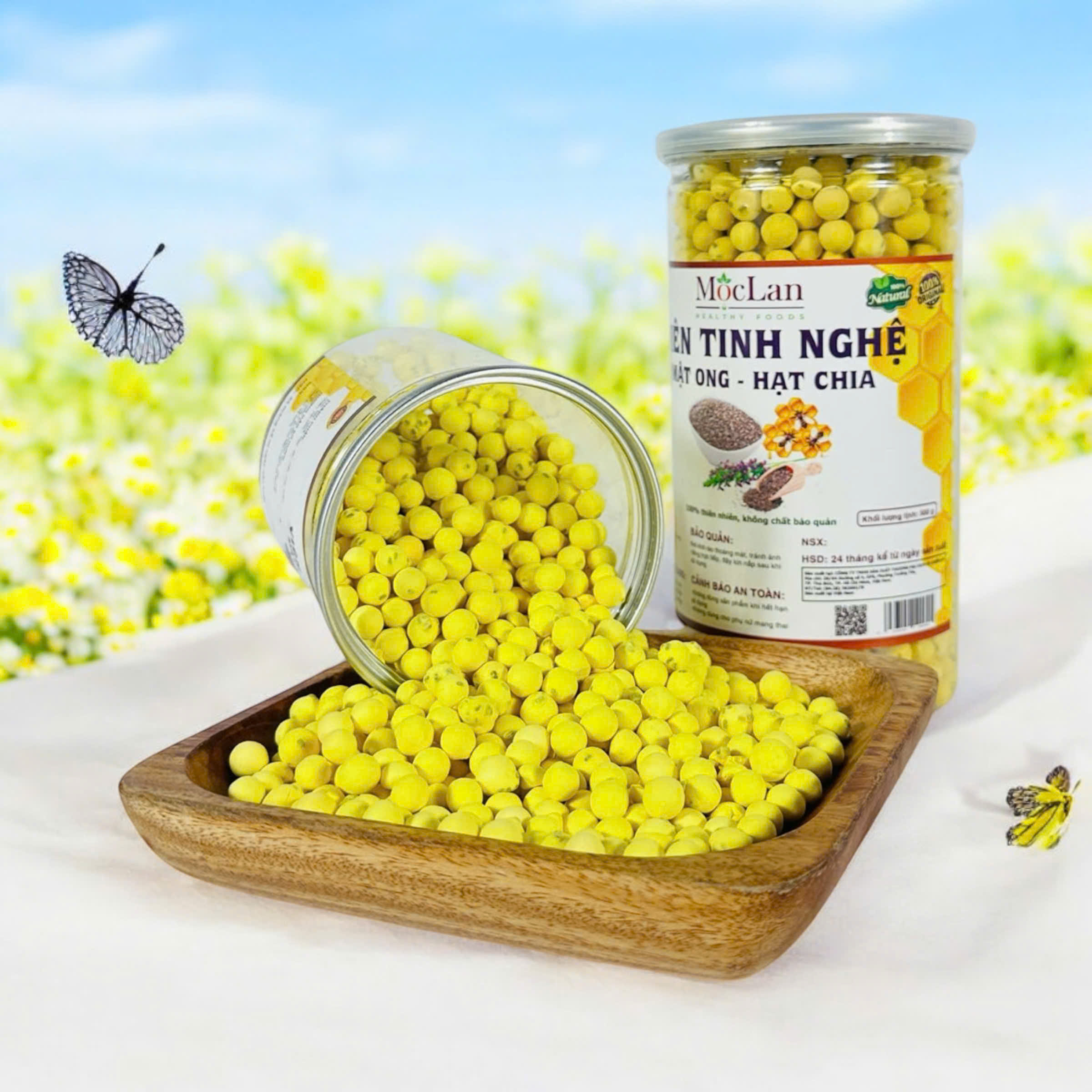 Mô tả Viên tinh nghệ mật ong hạt chia Mộc Lan - 250g, 500g - 1