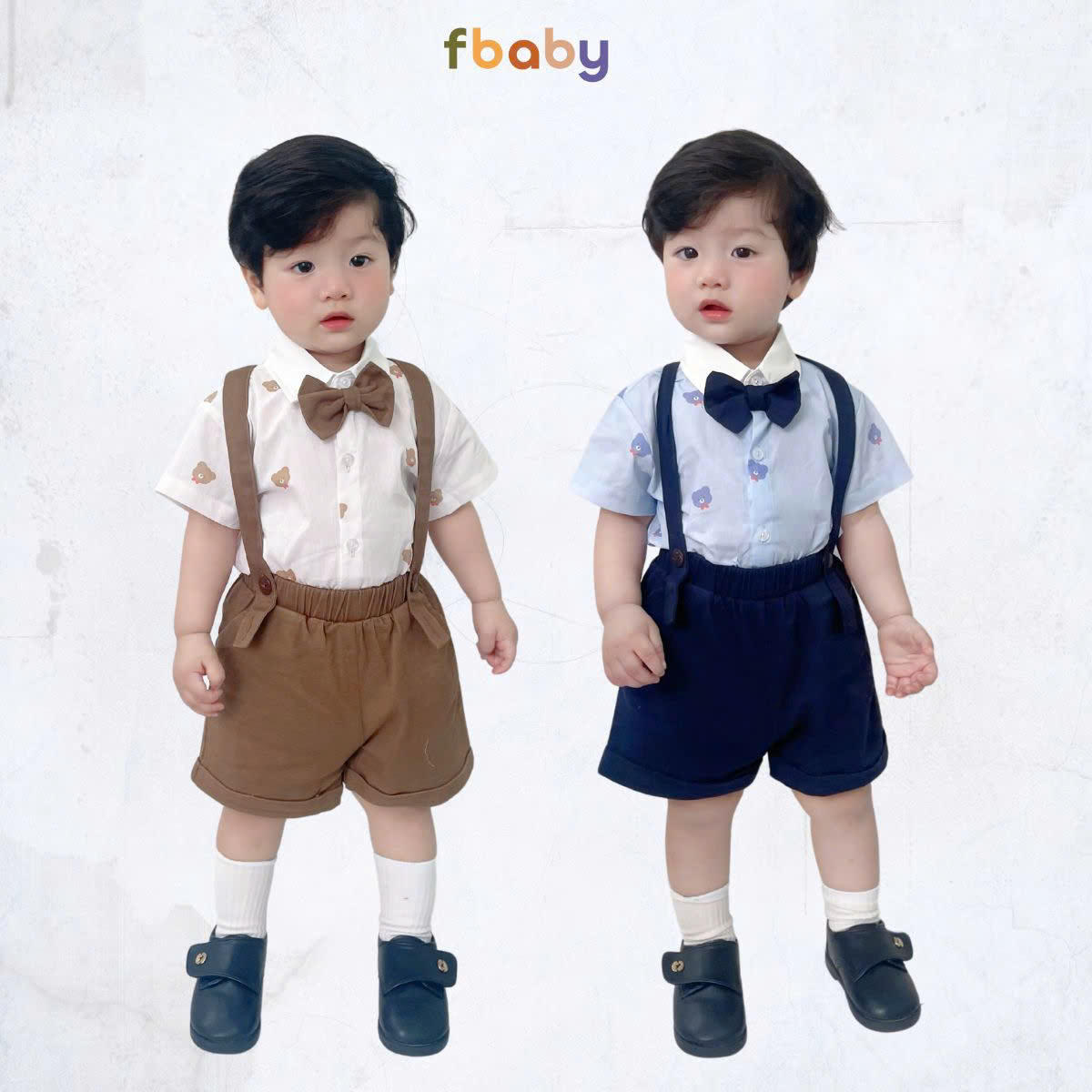 Mô tả Set yếm Công Tử họa tiết gấu Thôi Nôi Fbaby Đi Chơi Dự Tiệc  Aó Chất Liệu Thô Đũi Phối Quần Kaki Cho Bé Trai 6-17kg - 1