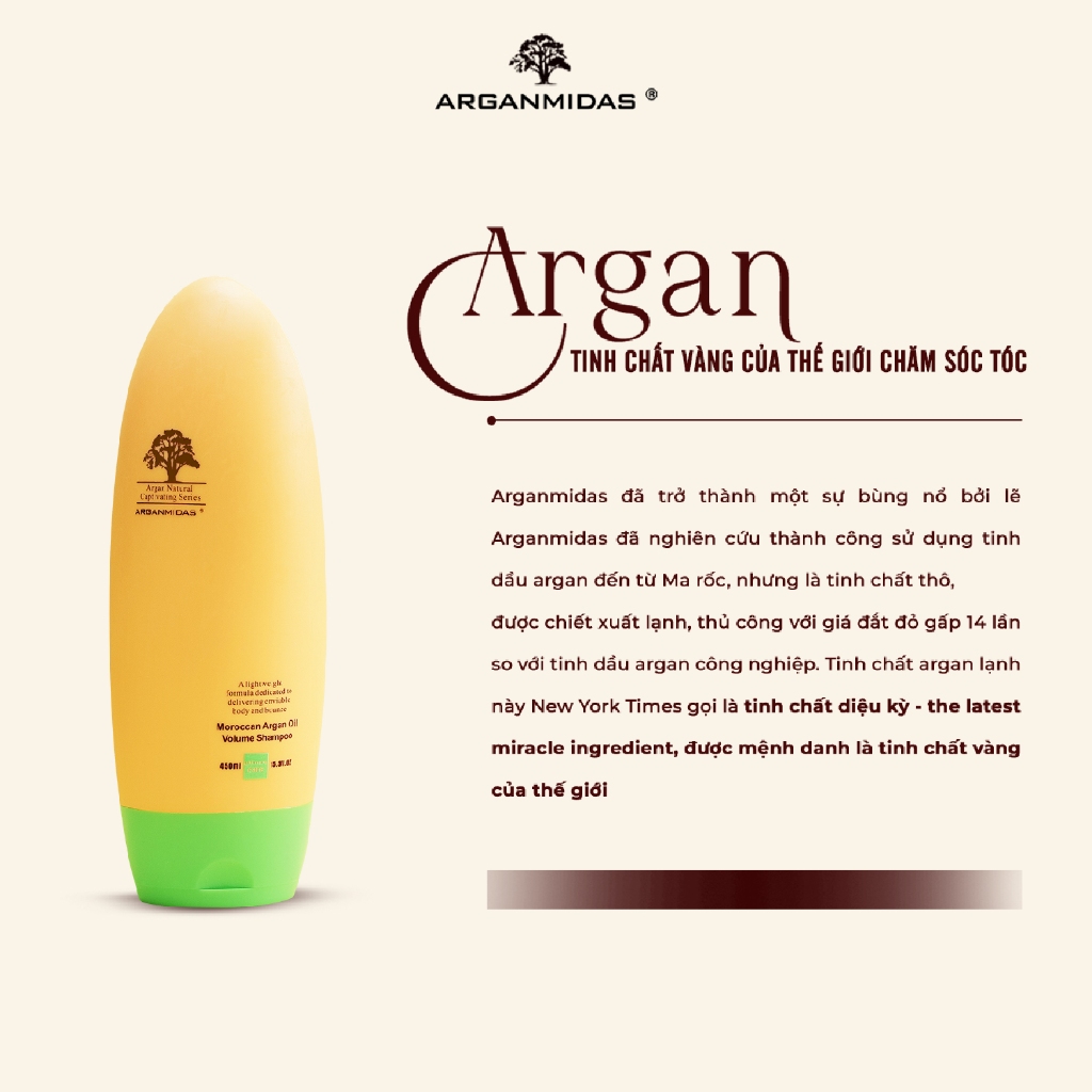 Mô tả Dầu gội kiềm dầu cho tóc dầu bết Arganmidas, dầu gội tạo phồng chân tóc 450ml - 1