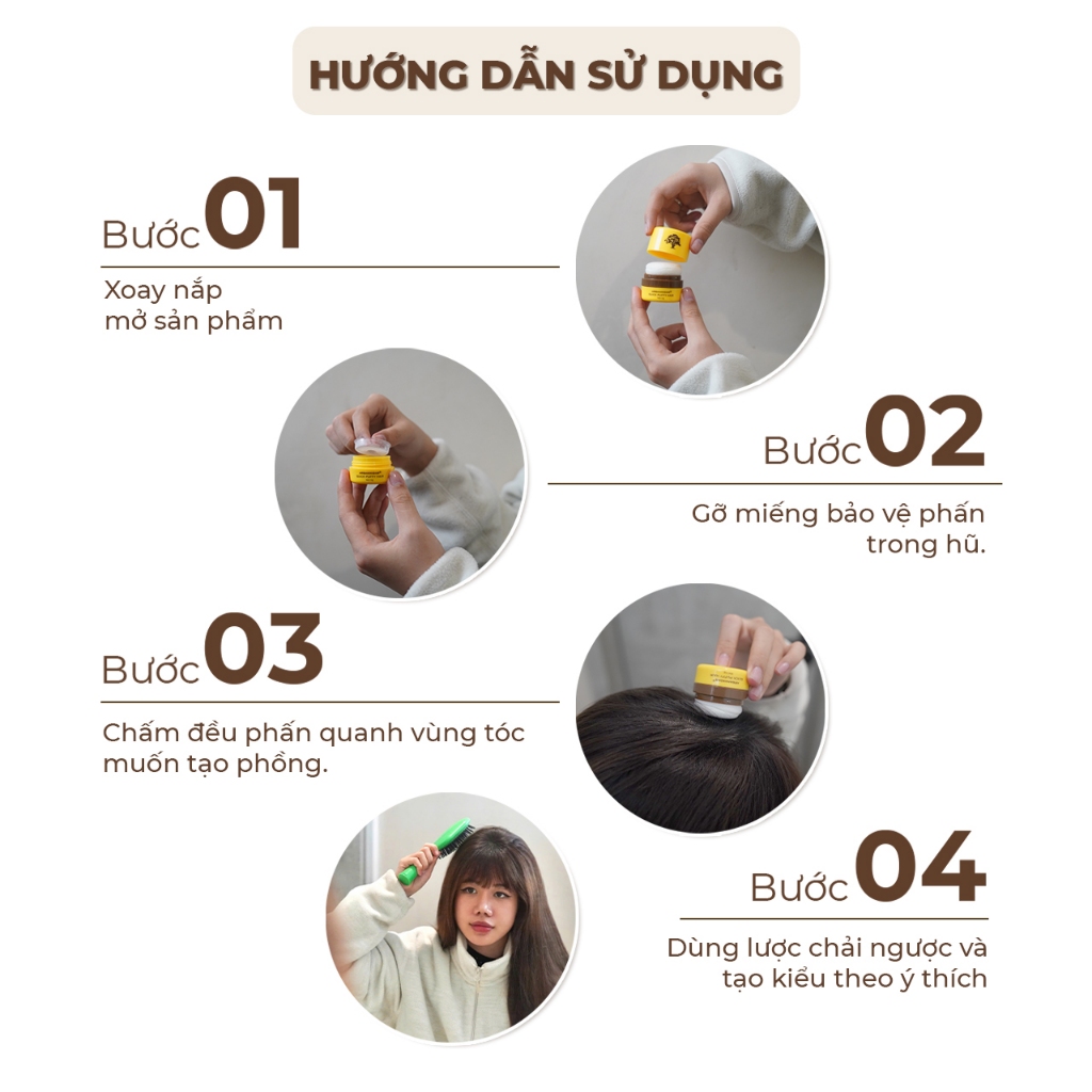 Mô tả Phấn kiềm dầu tạo phồng chân tóc Arganmidas, phấn gội khô giúp tóc bồng bềnh 4g - 2