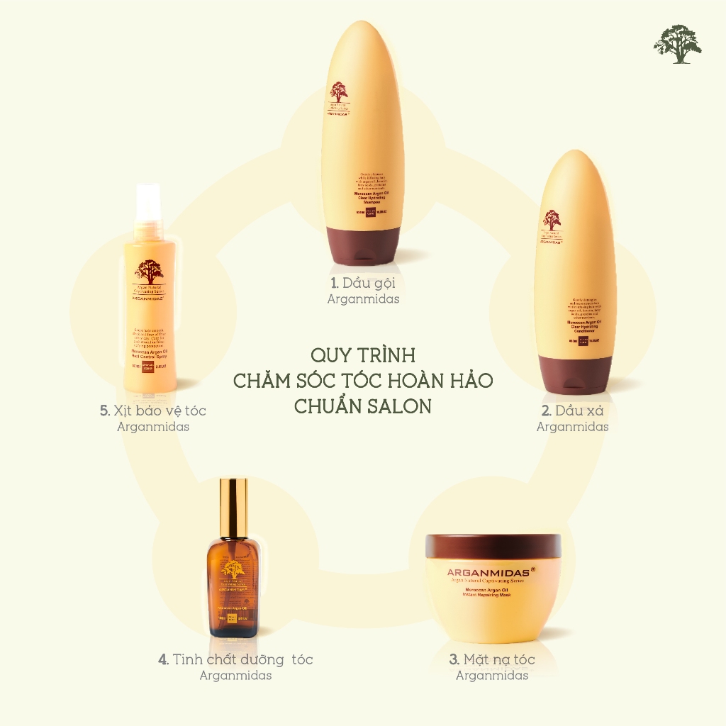 Mô tả Xịt dưỡng bảo vệ tóc Arganmidas, Xịt dưỡng trước khi sấy và tạo kiểu, siêu dưỡng tóc hư tổn, tóc mềm mượt - 250ml - 3