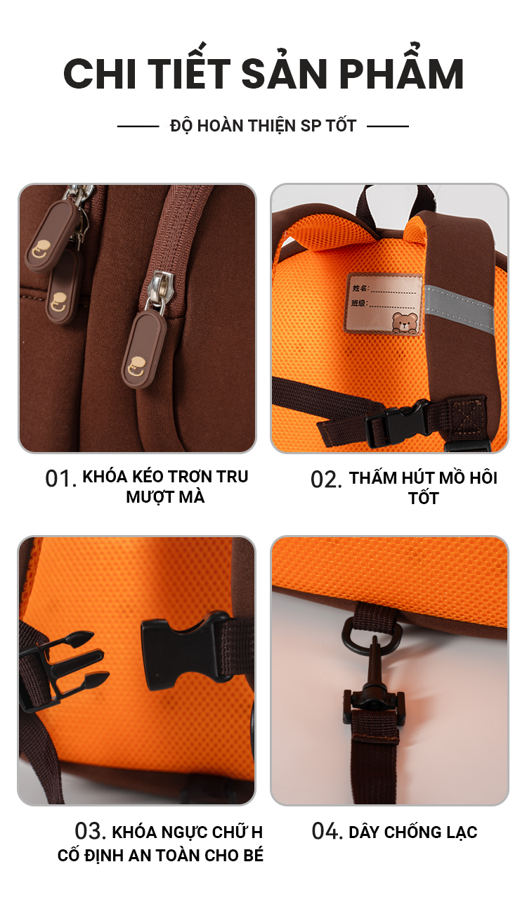 Mô tả Balo trẻ em từ 2 đến 5 tuổi hình gấu 1989KIDS cặp cho bé mẫu giáo chất liệu mềm mại,siêu nhẹ 290gram,balo cute - 5
