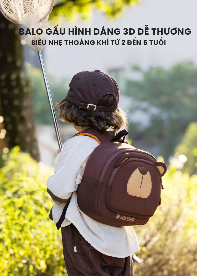 Mô tả Balo trẻ em từ 2 đến 5 tuổi hình gấu 1989KIDS cặp cho bé mẫu giáo chất liệu mềm mại,siêu nhẹ 290gram,balo cute - 6