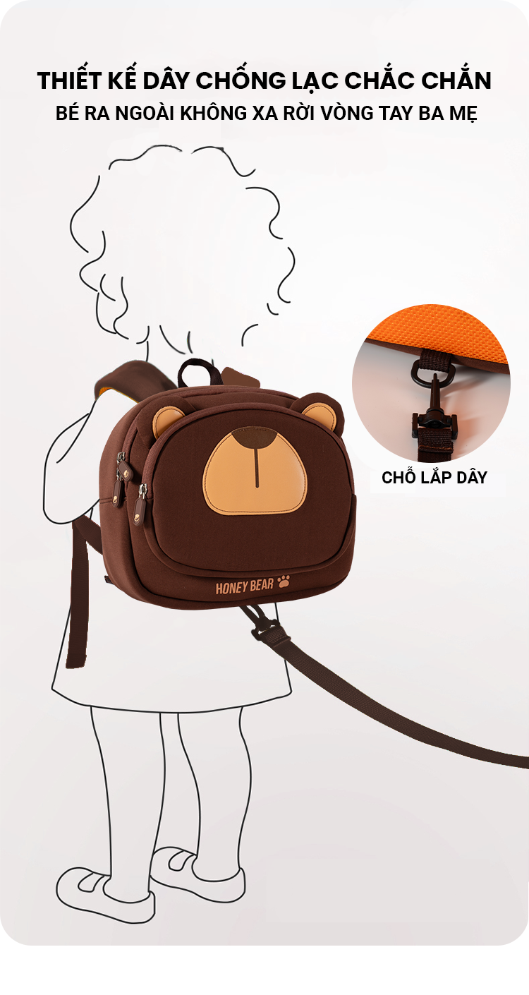 Mô tả Balo trẻ em từ 2 đến 5 tuổi hình gấu 1989KIDS cặp cho bé mẫu giáo chất liệu mềm mại,siêu nhẹ 290gram,balo cute - 3