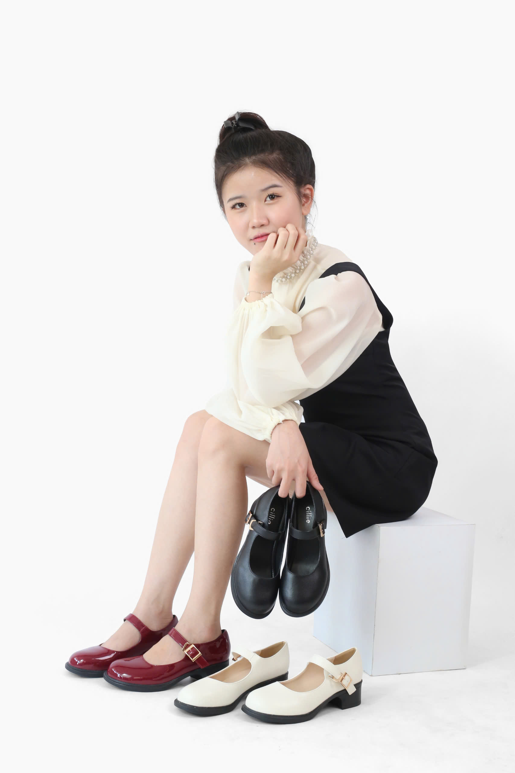 Mô tả Giày Mary Jane Nữ Mũi Tròn Cillie Gót Vuông Cao 5p Chống Trơn Da PU Mềm Không Đau Chân CG16 - 4