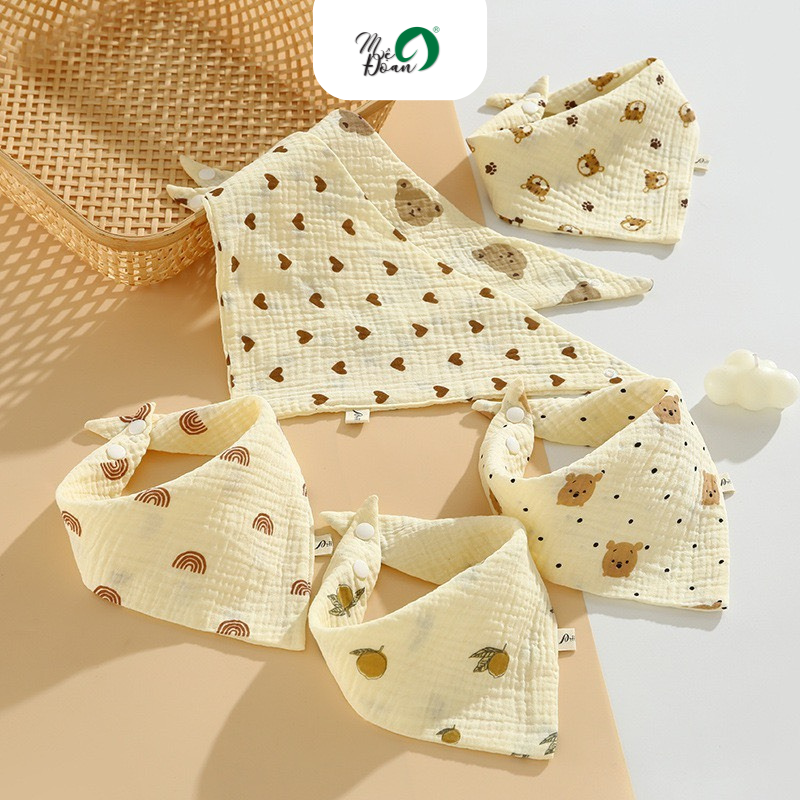 Mô tả - Khăn yếm xô tam giác organic 6 lớp / khăn 2 cúc bấm cho Bé - Khăn yếm - 1