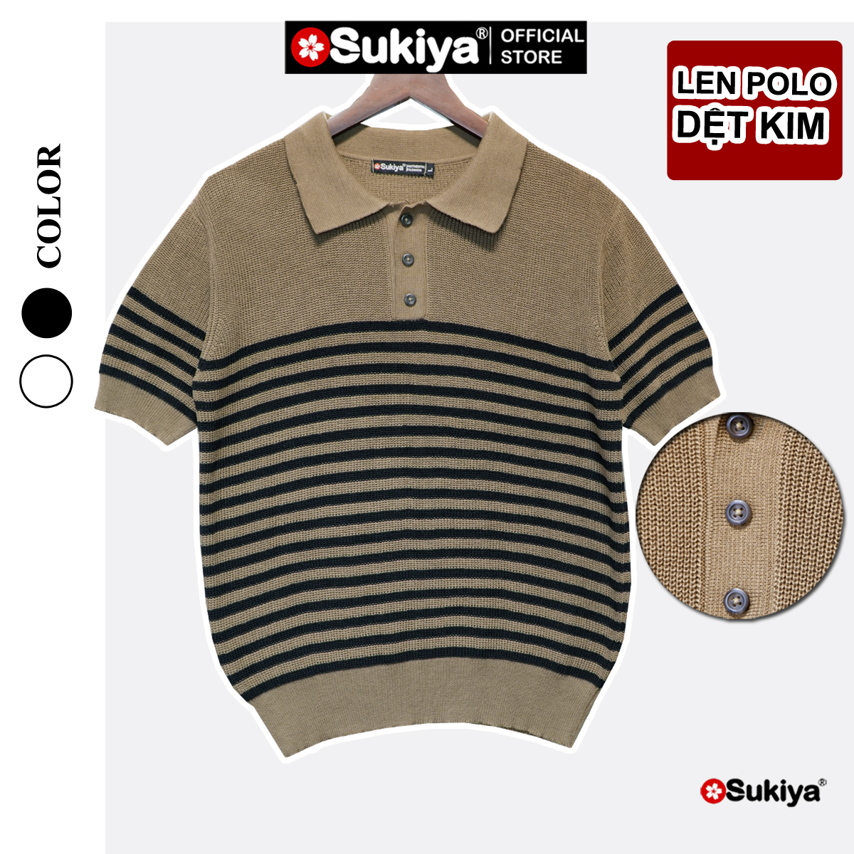 Mô tả Áo Polo Len Dệt Kim SUKIYA Chất Sợi Dệt Cotton Cao Cấp Thoáng Mát, Kiểu Dáng Polo Lịch Sự Phối Kẻ AL108 - 2