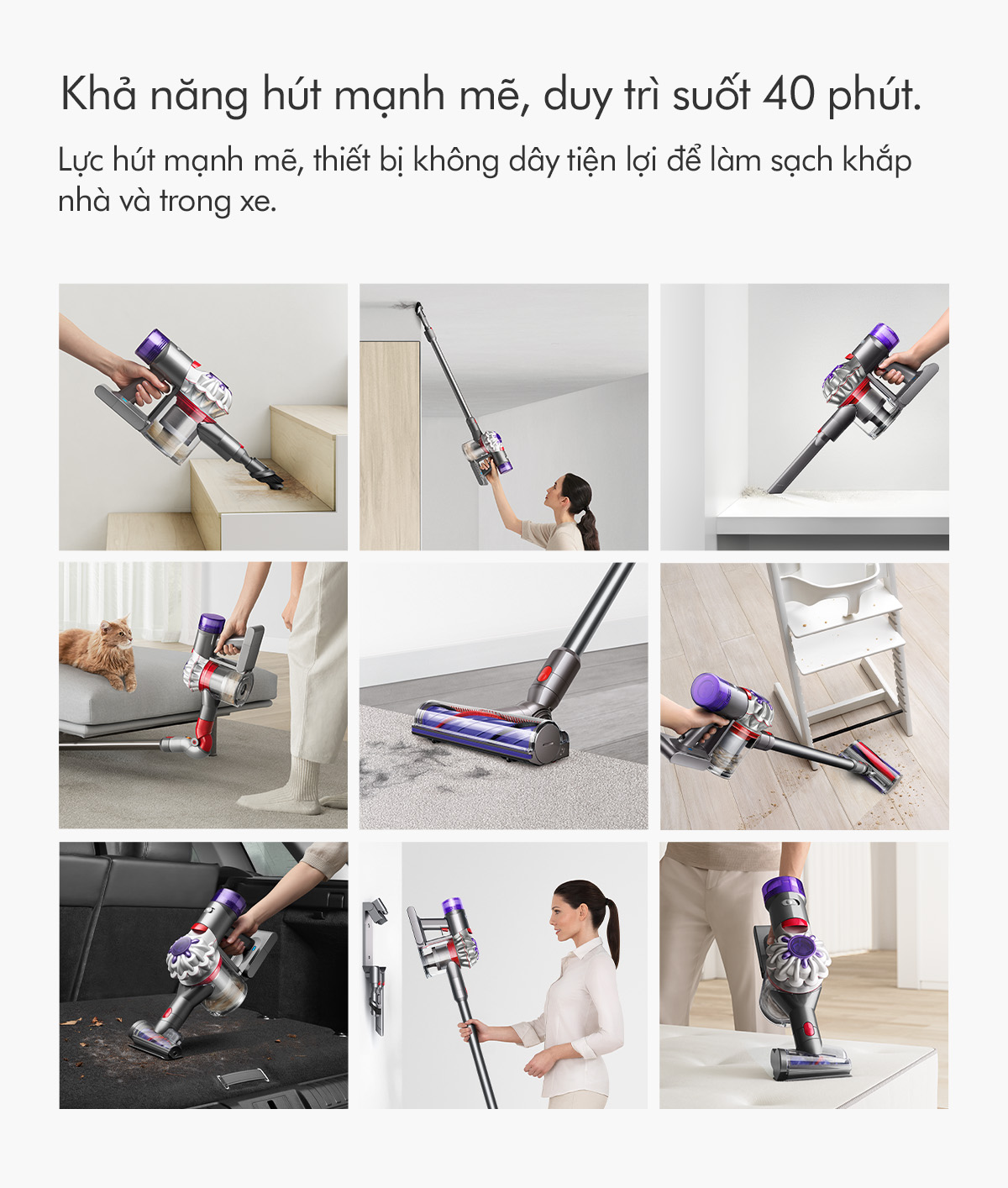 Mô tả Máy hút bụi không dây Dyson V8 ™ Absolute (Xám Bạc) - 3