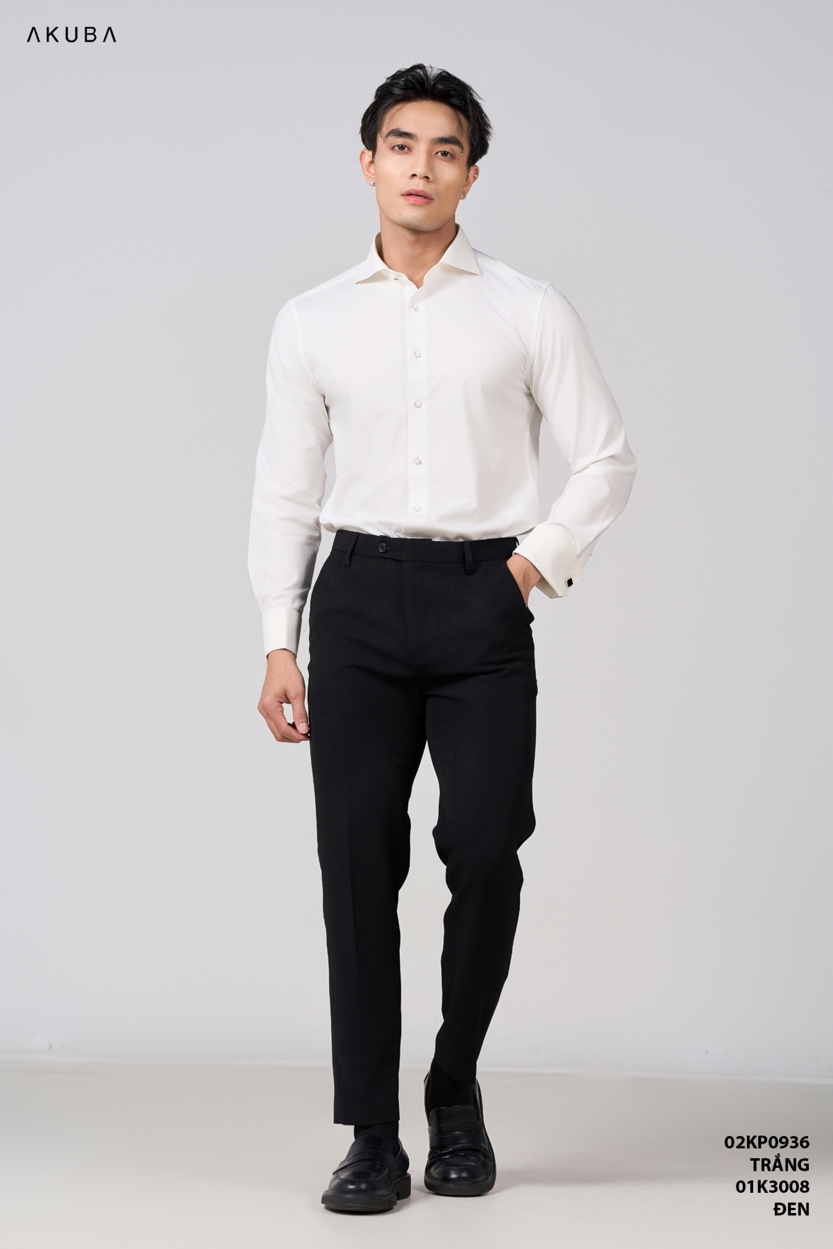 Mô tả Quần Tây Nam Công Sở Hàn Quốc AKUBA Cao Cấp Slimfit Dáng Suông Cotton Dày Dặn Đi Học | 01K3008 - 6