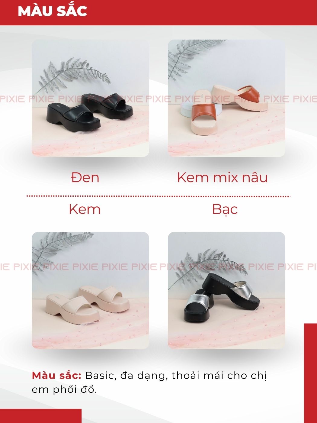 Mô tả Dép Đế Xuồng Quai Ngang Da Mềm Cao 7cm Pixie H367 - 3