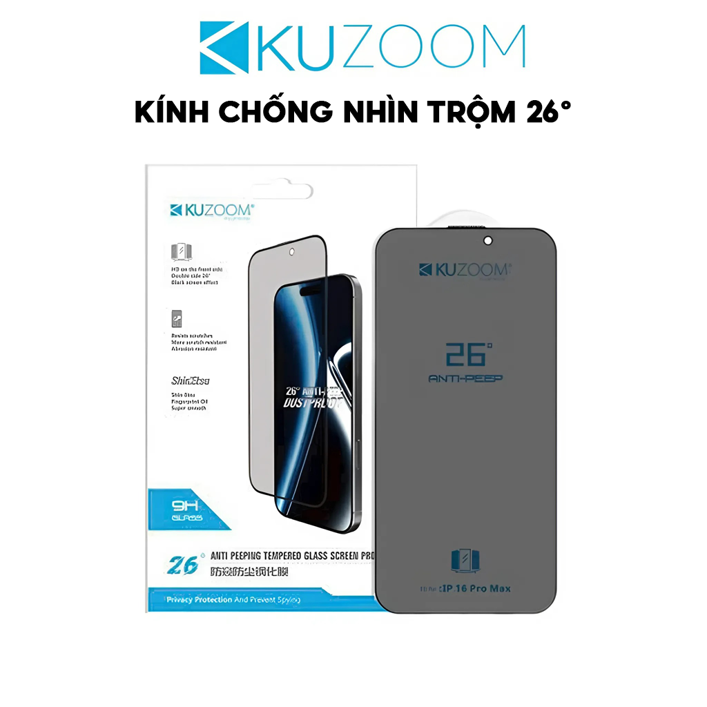 Mô tả Kính Cường Lực 9D Chống Nhìn Trộm Không Lẹm Viền Kuzoom Chống Bám Bụi Màng Loa X-11-12-13-14-15-16.. - 1
