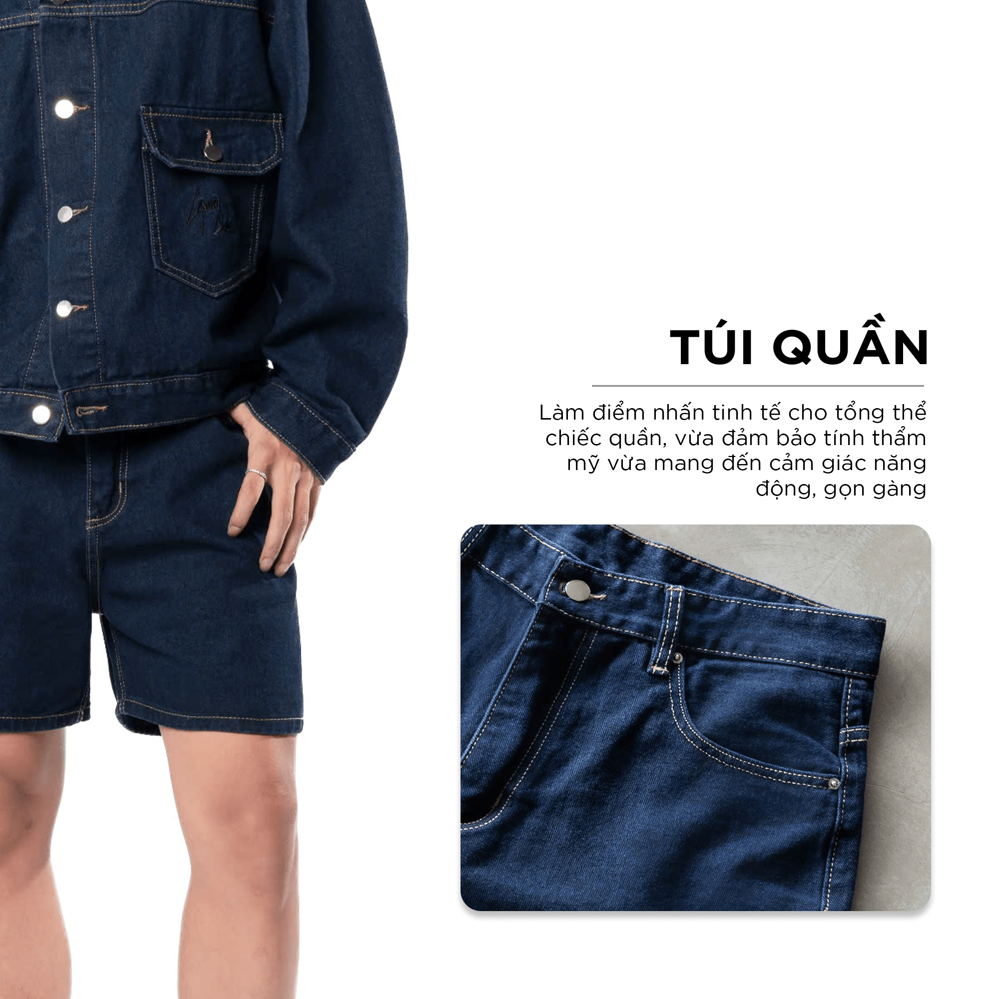 Mô tả Quần short jean nam PANA phom rộng CAPMAN CLUB, cao trên gối trẻ trung - thoải mái - 3