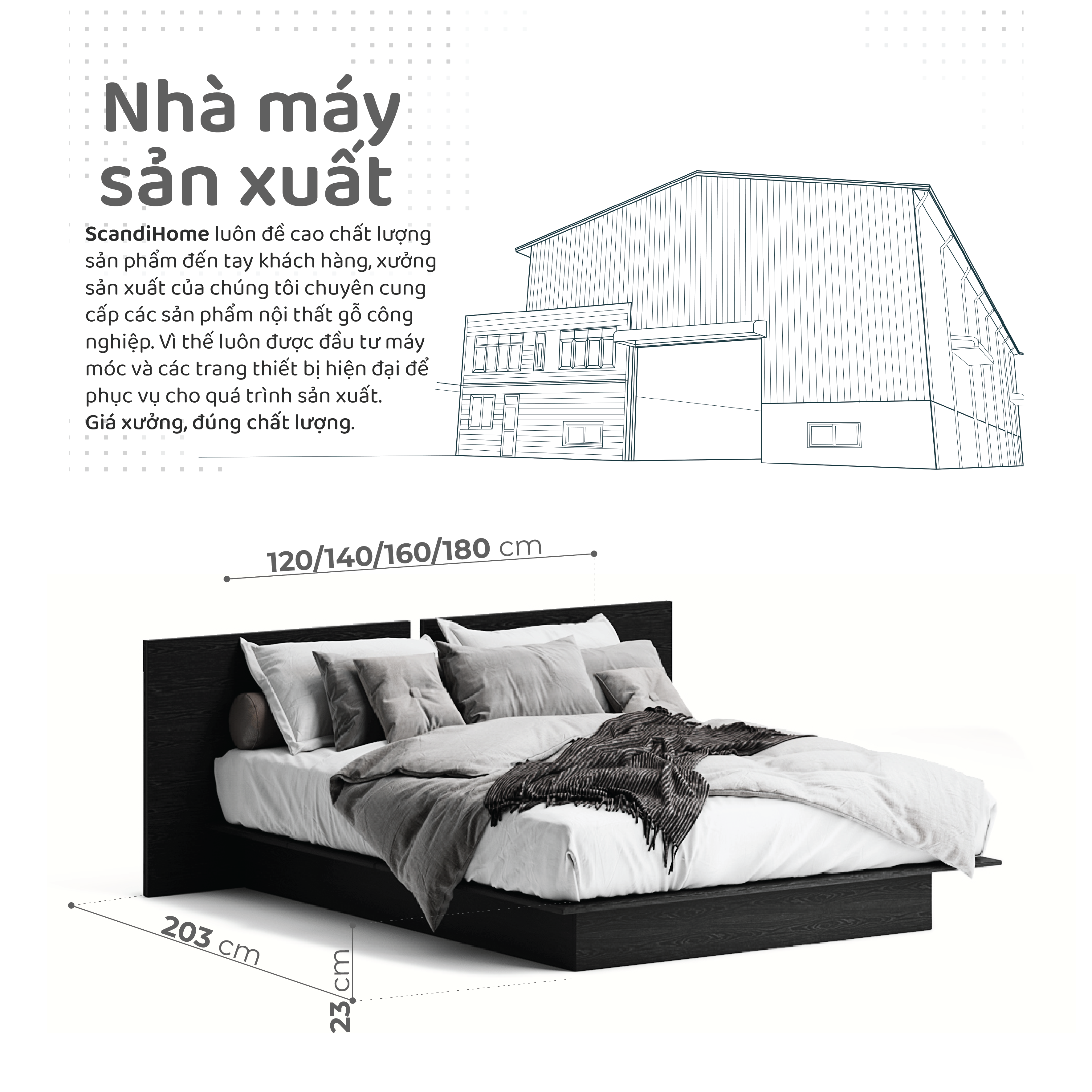 Mô tả HENRY, Giường ngủ phong cách hiện đại BED_112, 210x23cm, Scandi Home - 1