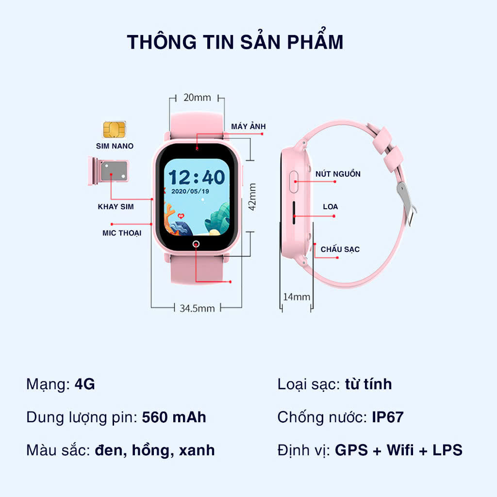 Mô tả Đồng hồ thông minh trẻ em MANIGO M05 định vị nghe gọi 2 chiều call video cảnh báo BH 12 tháng - 2