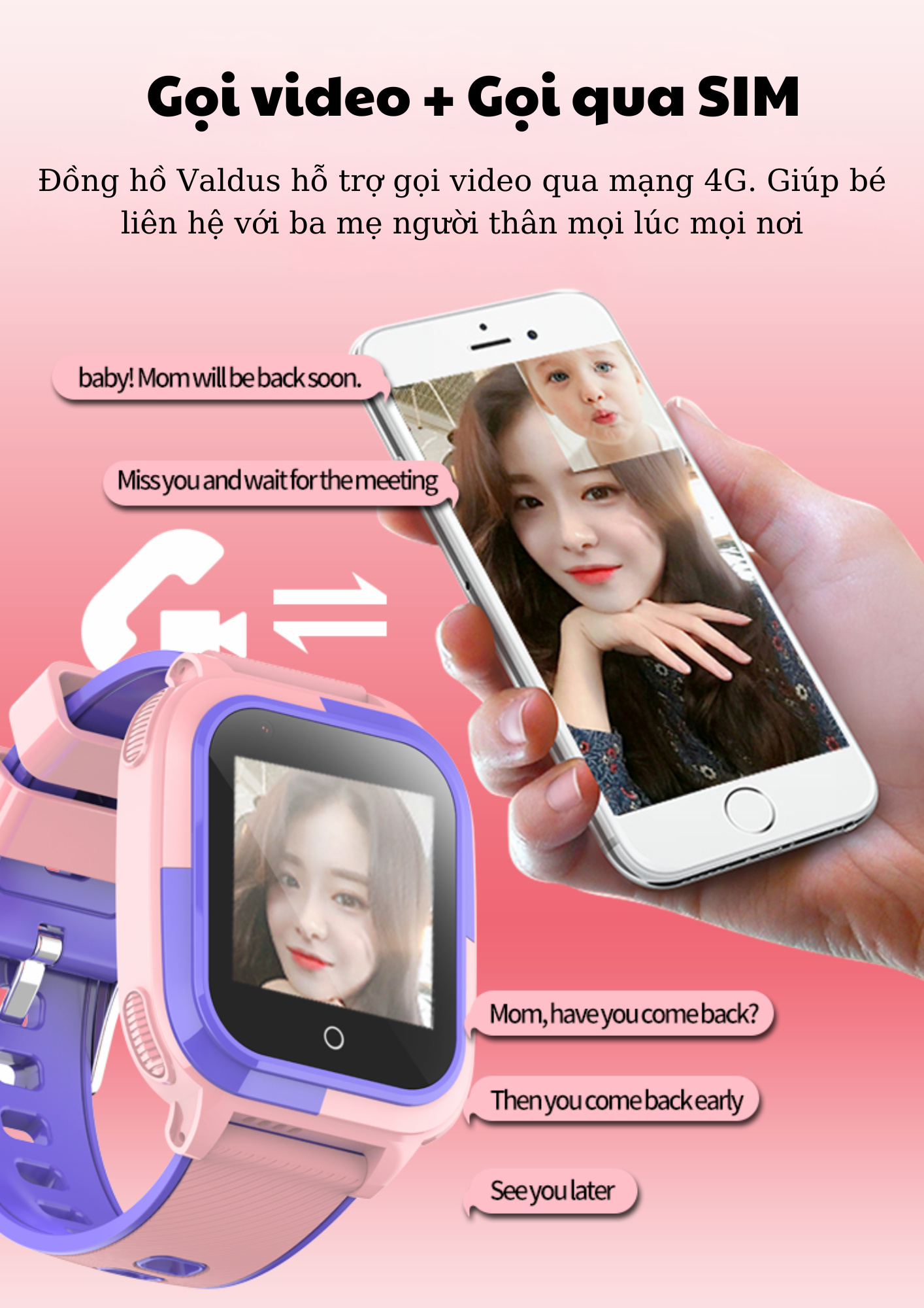 Đồng hồ thông minh trẻ em Valdus MF56 Kid4G