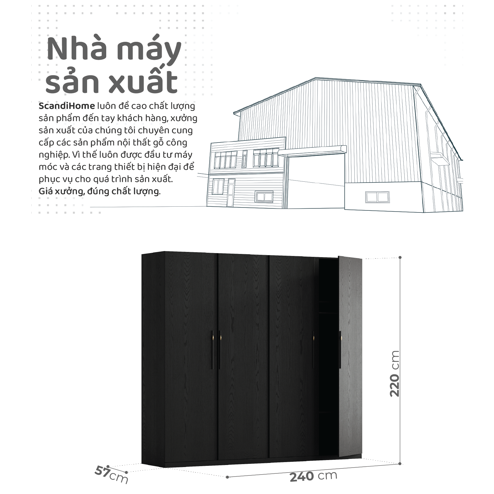 Mô tả ESTELLE, Tủ quần áo WAR_131, 240x57x220cm, sản xuất bởi Scandi Home - 1