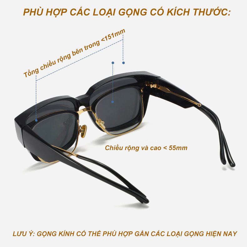 Mô tả Kính mát phân cực đeo chồng cận, đeo ngoài gọng kính ANDU chống tia UV, siêu nhẹ dễ đeo - 3
