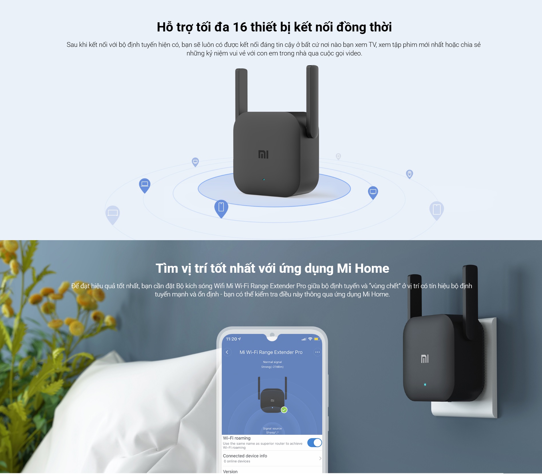 Mô tả Thiết Bị Kích Sóng Wifi Xiaomi Mi WiFi Range Extender Pro | 2 Ăng-ten | 300Mbps | 16 Thiết Bị Cùng Lúc | BH 12 Tháng - 3