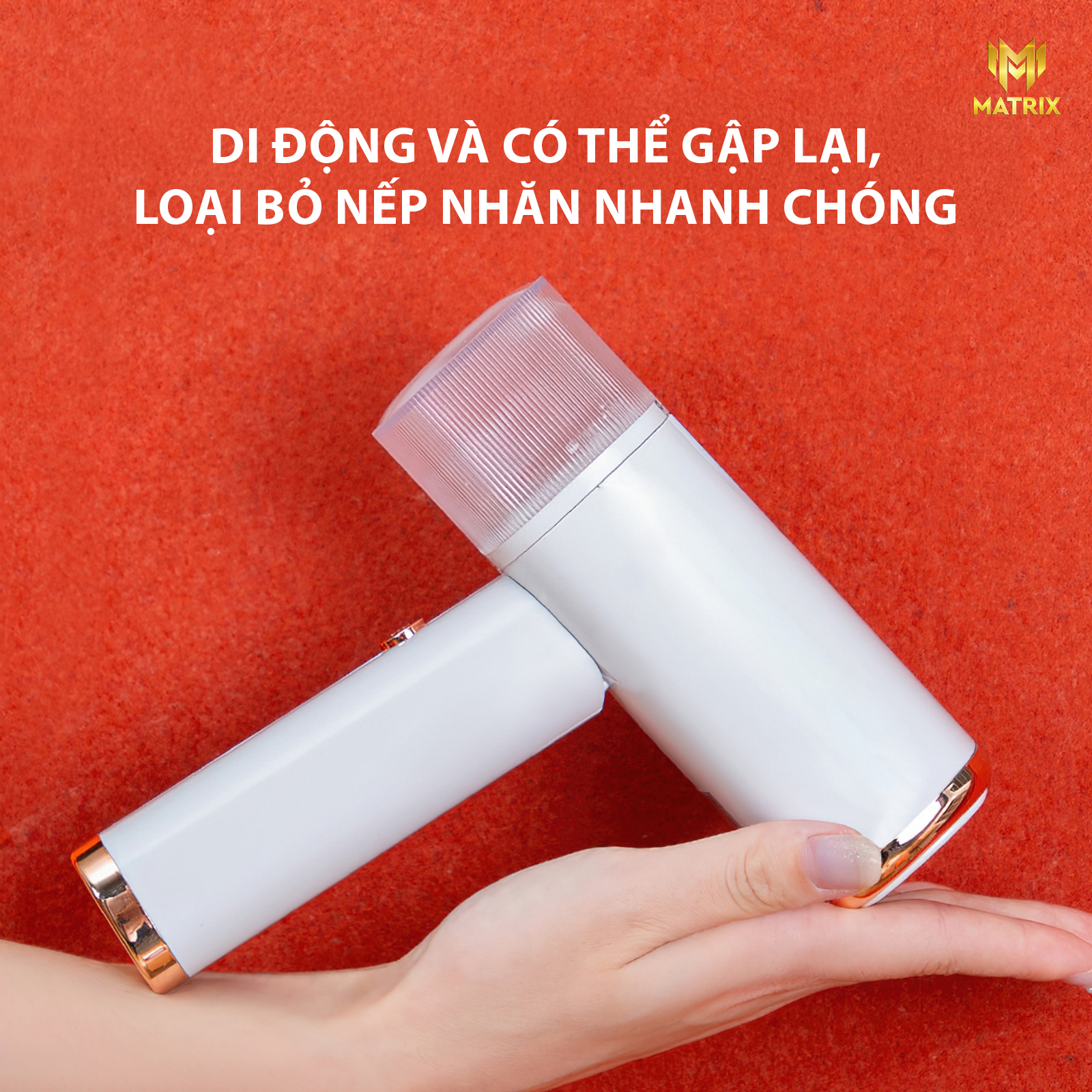 Bàn ủi hơi nước cầm tay MATRIX có thể gấp gọn tiện lợi, thích hợp cho mọi loại vải, bàn là cầm tay dung tích lớn