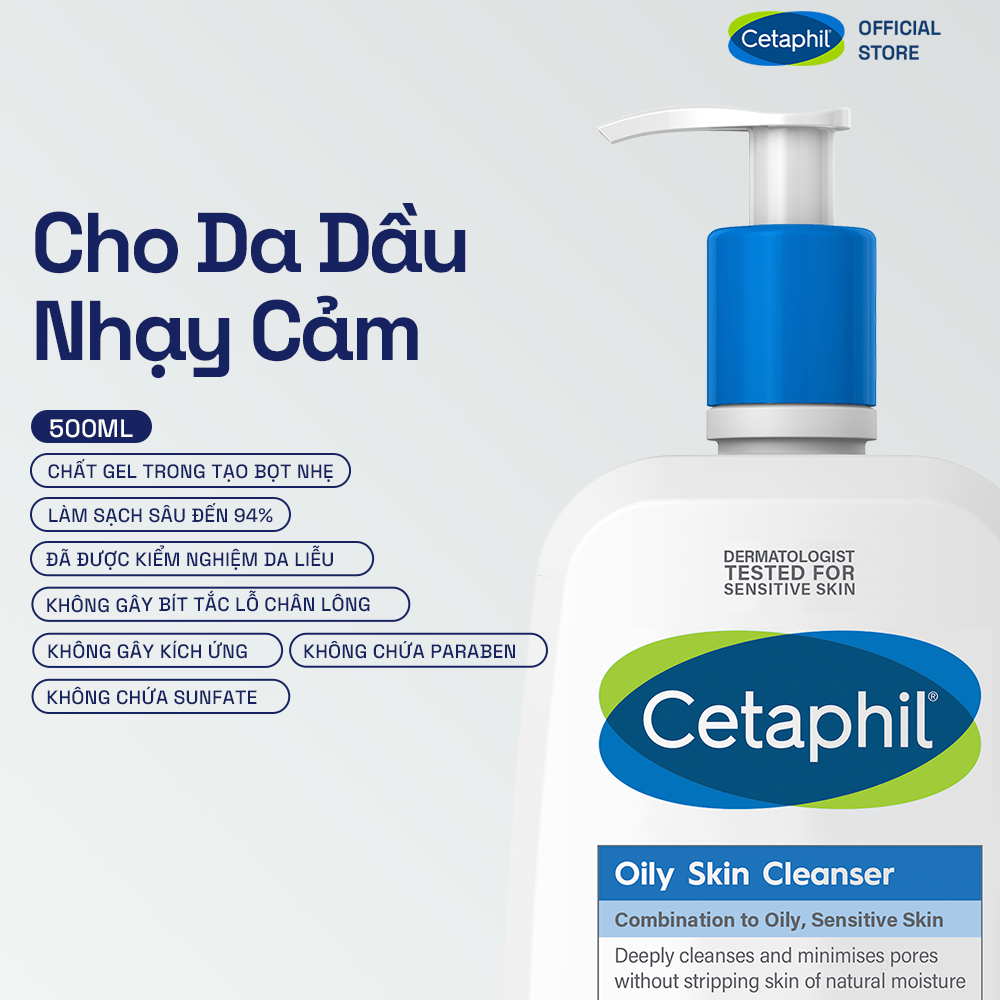 Mô tả [HANNAH x CETAPHIL] Sữa rửa mặt dịu lành cho da dầu nhạy cảm CETAPHIL OILY SKIN CLEANSER 500ML - 2