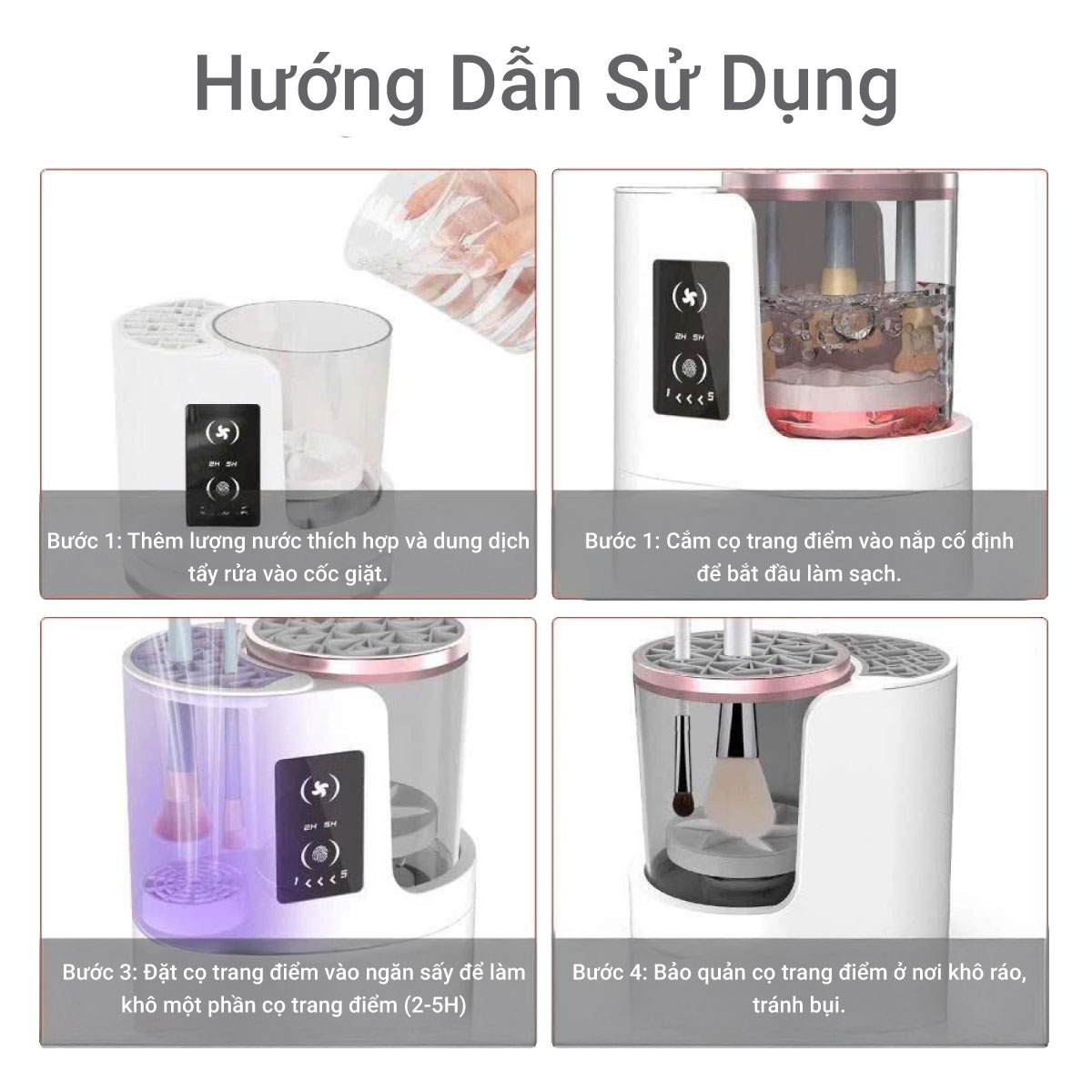 Mô tả Dụng cụ vệ sinh cọ trang điểm Lescolton máy làm sạch bàn chải trang điểm tiện dụng siêu rẻ mới nhất 2024 - 7
