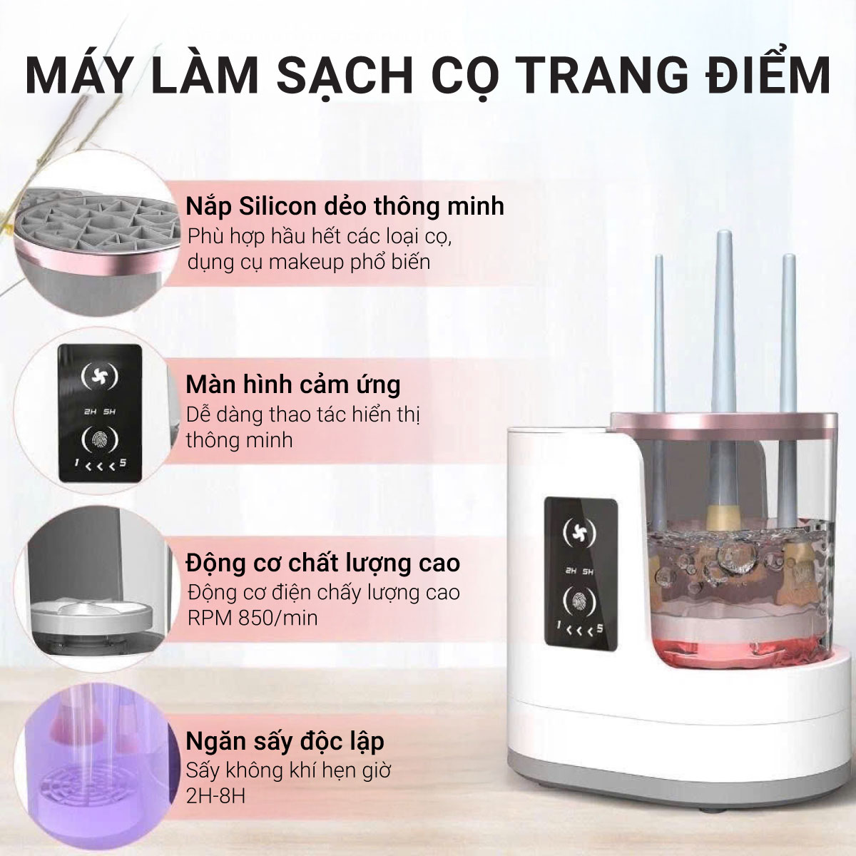 Mô tả Dụng cụ vệ sinh cọ trang điểm Lescolton máy làm sạch bàn chải trang điểm tiện dụng siêu rẻ mới nhất 2024 - 5