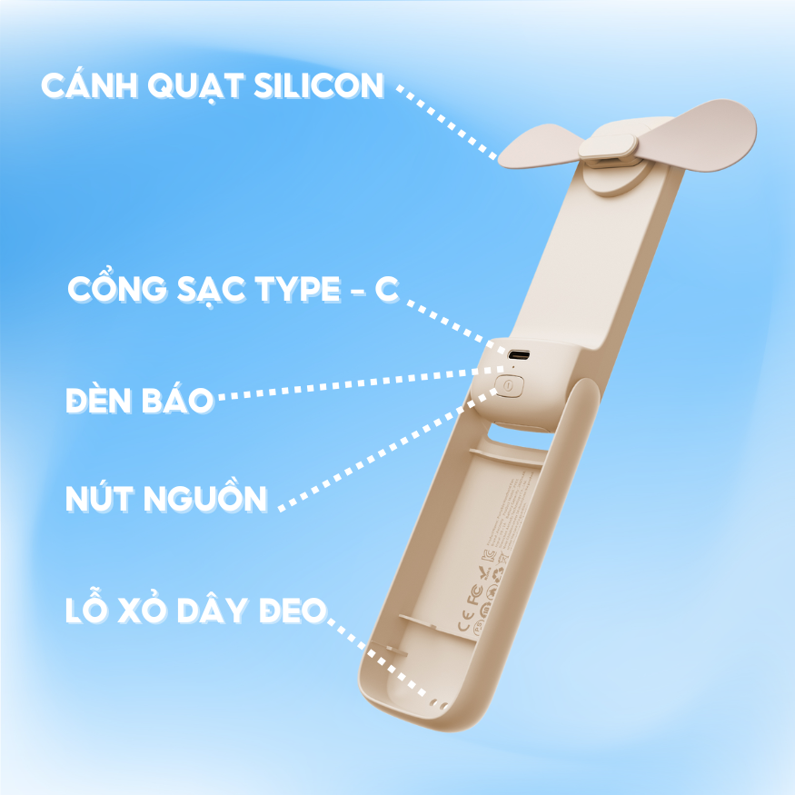 Mô tả Quạt Mini Cầm Tay Gấp Gọn BUMAS B3 - Tự Động Ngắt Khi Chạm Vào - Bảo Hành 6 Tháng Miễn Phí - 4
