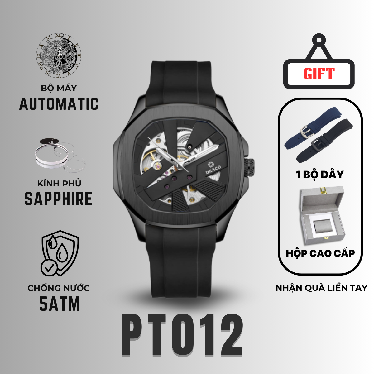 Mô tả Đồng Hồ Nam - Thương Hiệu Việt DRACO D24-PT012 PHANTOM đồng hồ nam đẹp, cá tính - 2