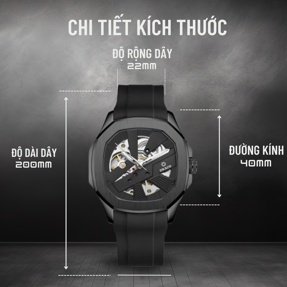Mô tả Đồng Hồ Nam - Thương Hiệu Việt DRACO D24-PT012 PHANTOM đồng hồ nam đẹp, cá tính - 3