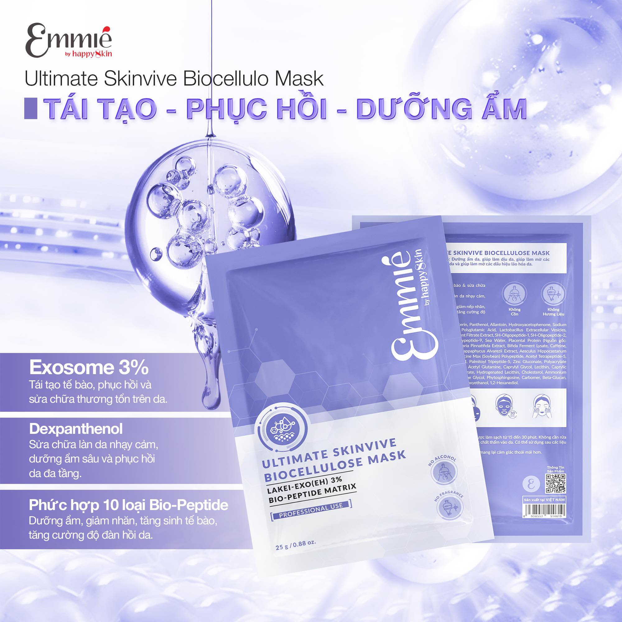 Mô tả COMBO 4 Mask Trải Nghiệm: 1 Mask Exosome + 3 Mask Bio Cellulose (ngẫu nhiên) - 1