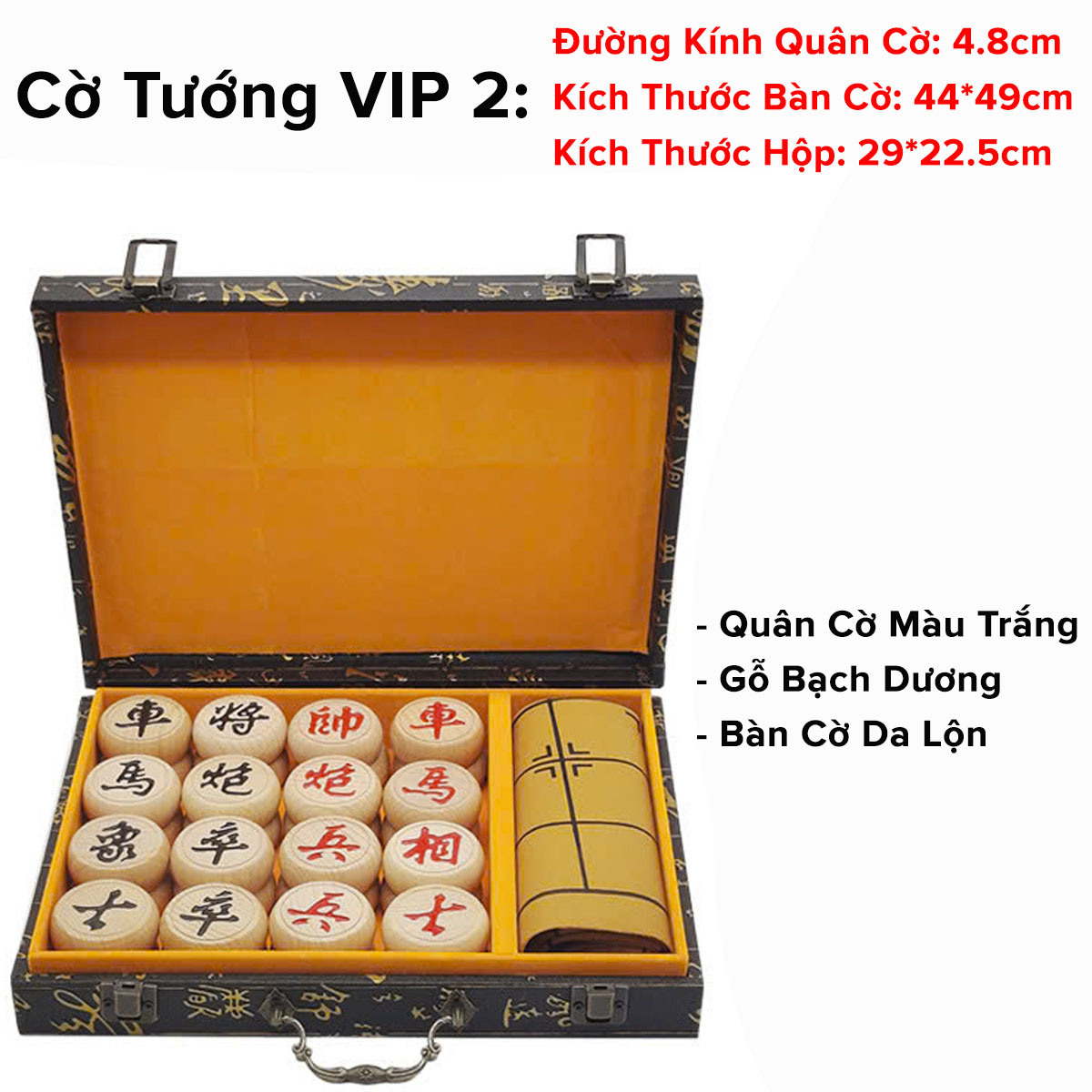 Mô tả Cờ Tướng Nam Châm Chọn Size + Cờ Tướng Gỗ Sồi VIP Quân Cờ To 4.8cm Có Hộp Đựng Quà Tặng Chính Hãng Amalife - 3