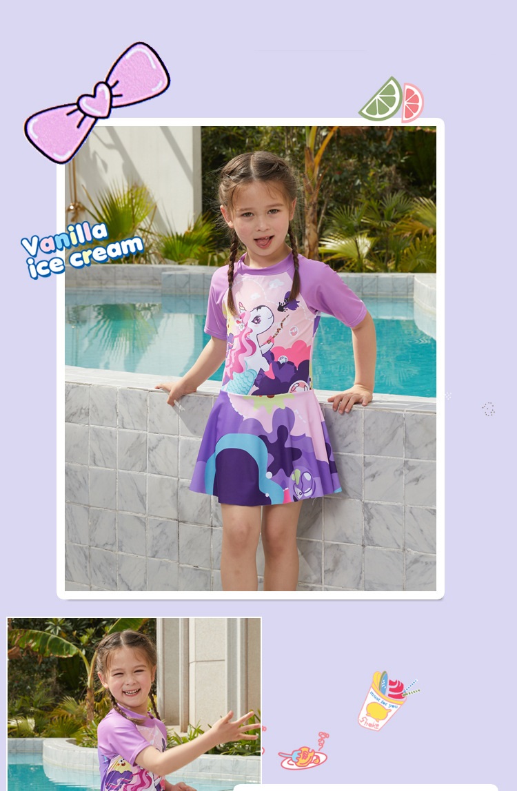 Mô tả Váy bơi bé gái SKIDS đầm đi biển cho bé gái họa tiết đáng yêu cho trẻ 2 đến 10 tuổi - 1