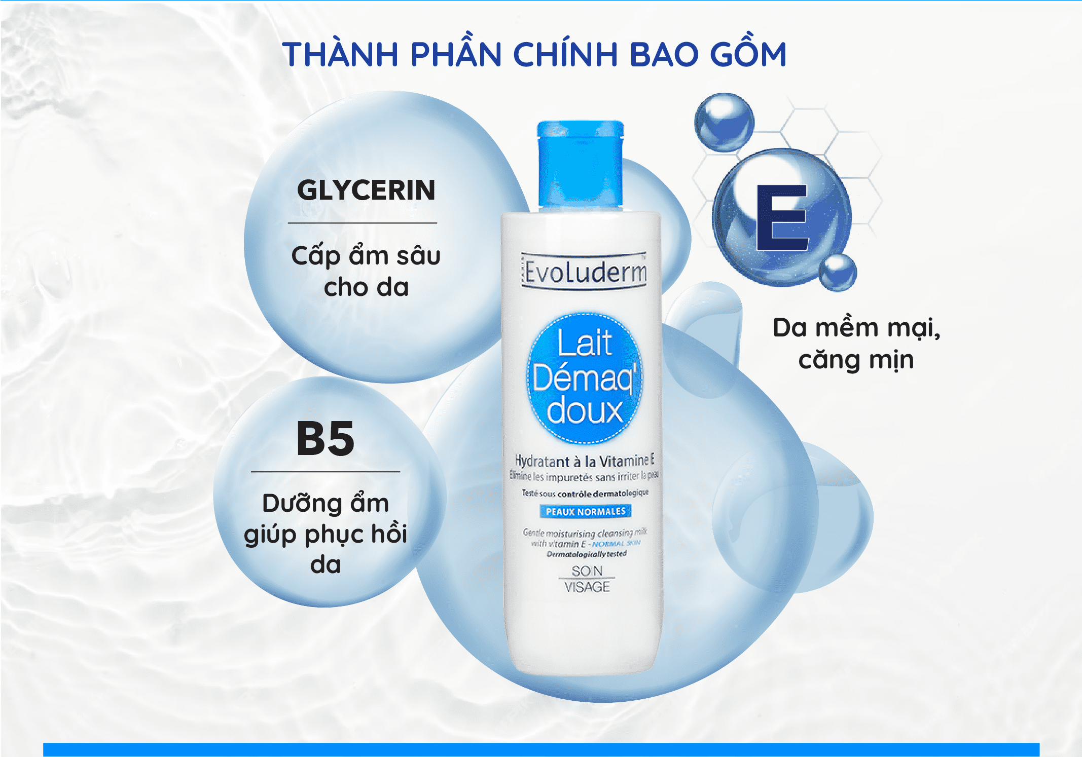 Mô tả Sữa tẩy trang rửa mặt Evoluderm bổ sung Vitamin E giúp dưỡng ẩm và làm tươi trẻ làn da 500ml - 2