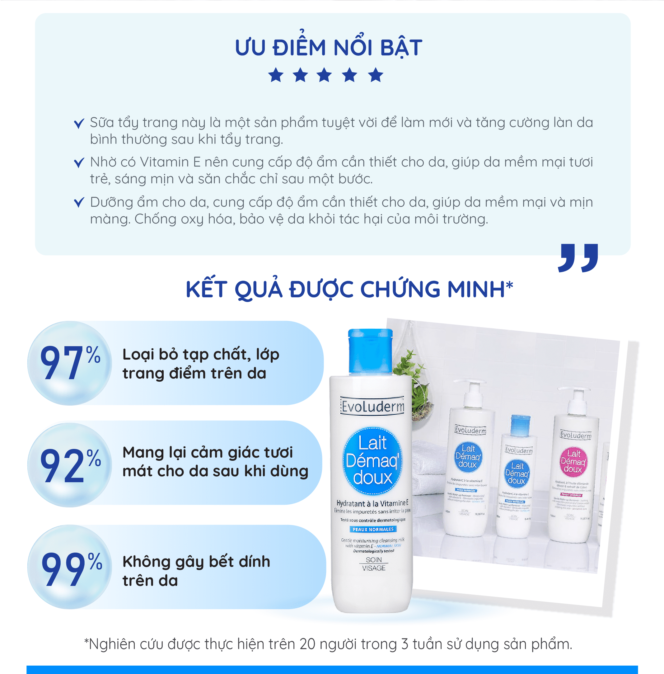 Mô tả Sữa tẩy trang rửa mặt Evoluderm bổ sung Vitamin E giúp dưỡng ẩm và làm tươi trẻ làn da 500ml - 3