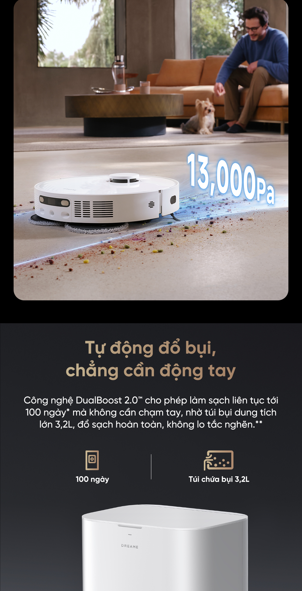 Mô tả Robot hút bụi lau sàn Dreame D20 Ultra - Bản Quốc Tế - Bảo Hành 24 Tháng - 3