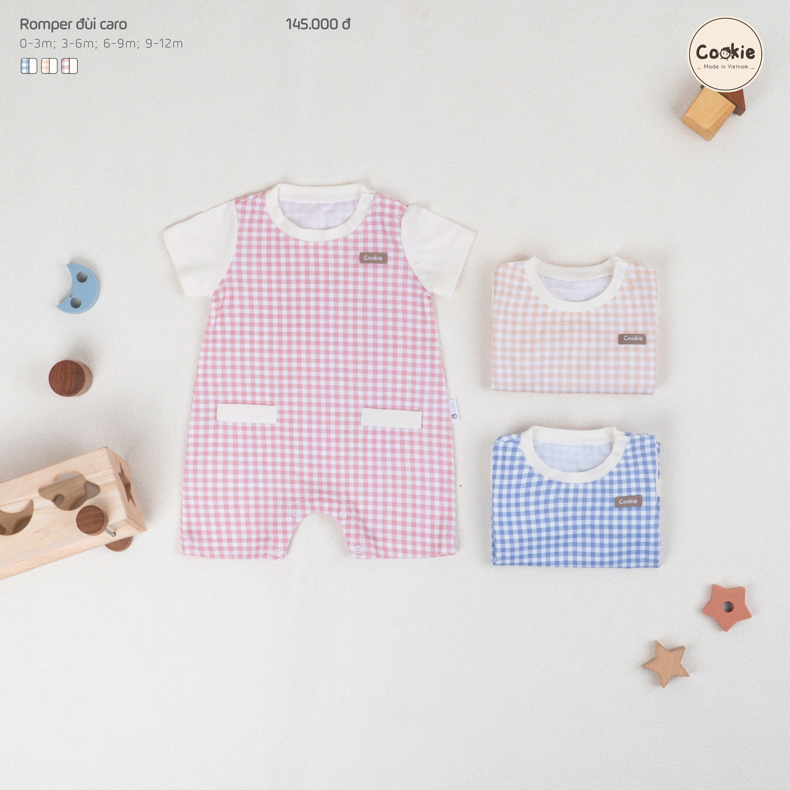 Mô tả Bộ Body Liền Thân COOKIE, Romper Đùi Caro Cho Bé Chất Cotton Từ 0 Đến 12 Tháng 2025 - 1