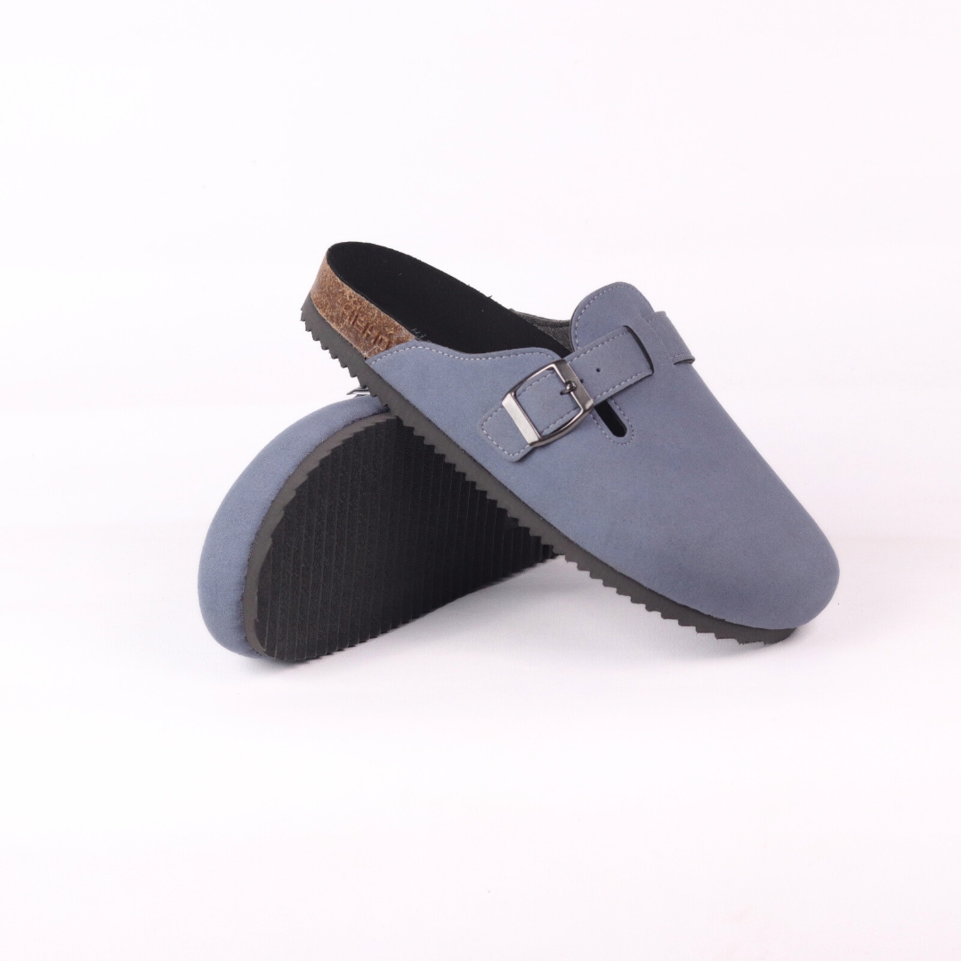 Mô tả Dép đế trấu sục Boston nam nữ unisex quai ngang da lộn (Xám/ Kem/Bò) đi học công sở bigsize chính hãng Hishoo VNXK R109 - 5