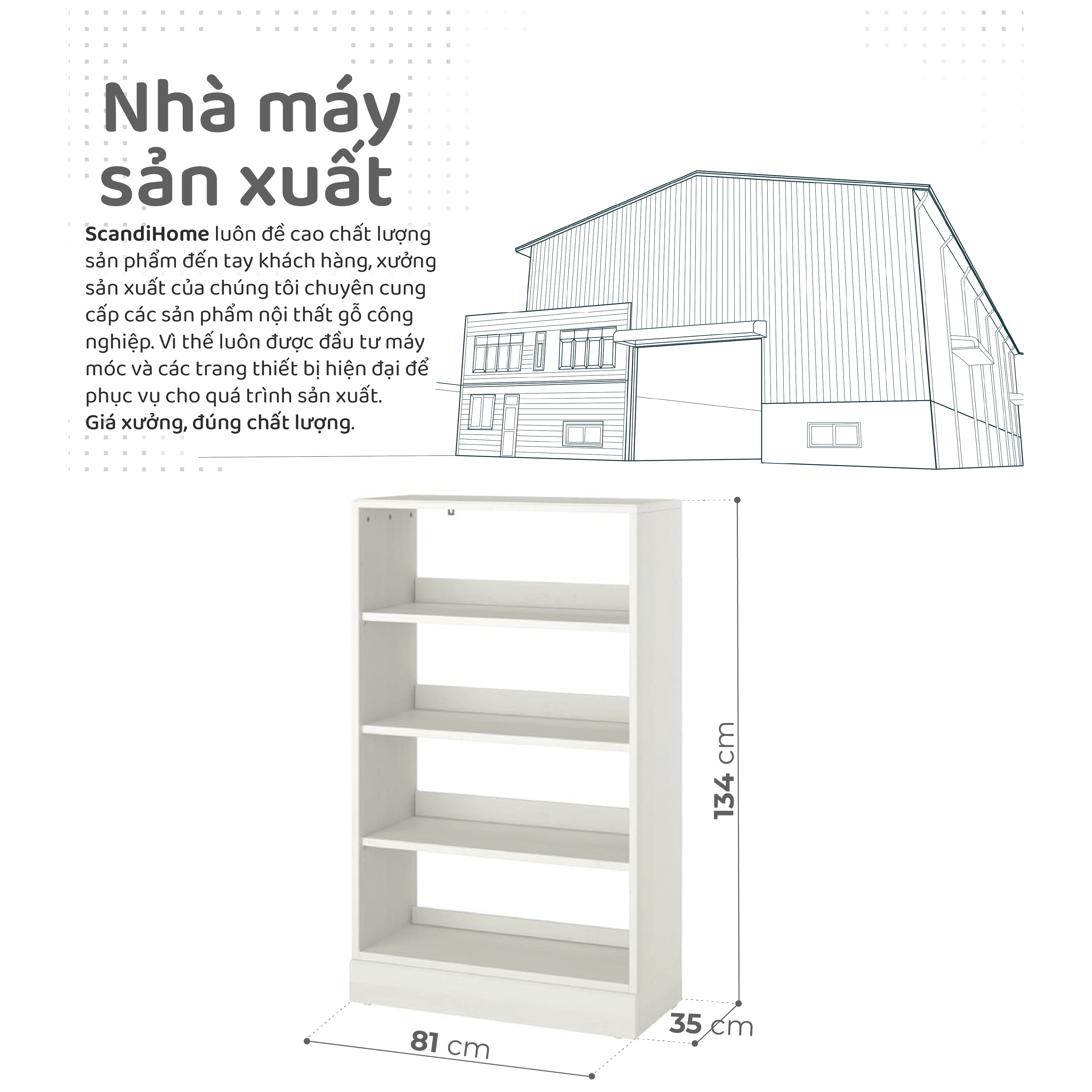 Mô tả BODO, Kệ kệ để đồ 4 tầng có đế SHE_036, 81x35x134cm, kệ gỗ Scandi Home - 1