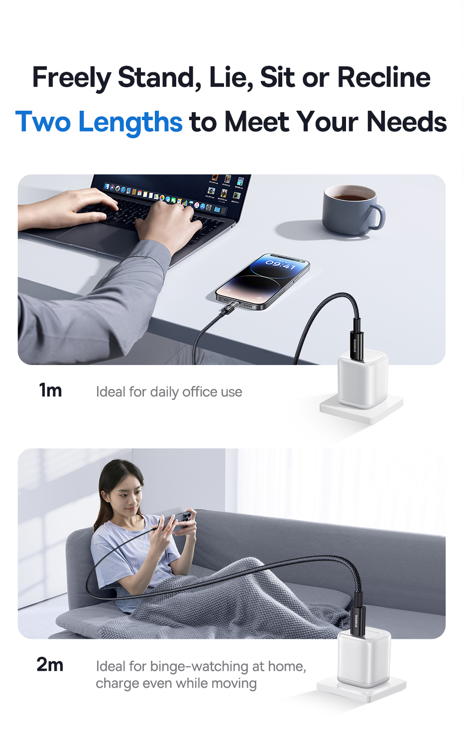 Mô tả Cáp dữ liệu sạc nhanh Baseus Display 2 Type-C sang iP 20W Dây cáp sạc nhanh 1m 2m cho iP 11 12 13 14 Plus Pro Max - 10