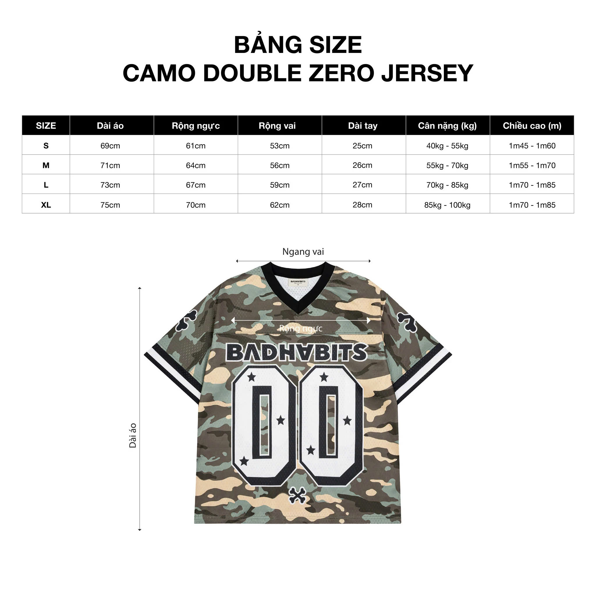 Mô tả Áo thun Unisex - Áo CAMO DOUBLE ZERO JERSEY - BAD HABITS - 1