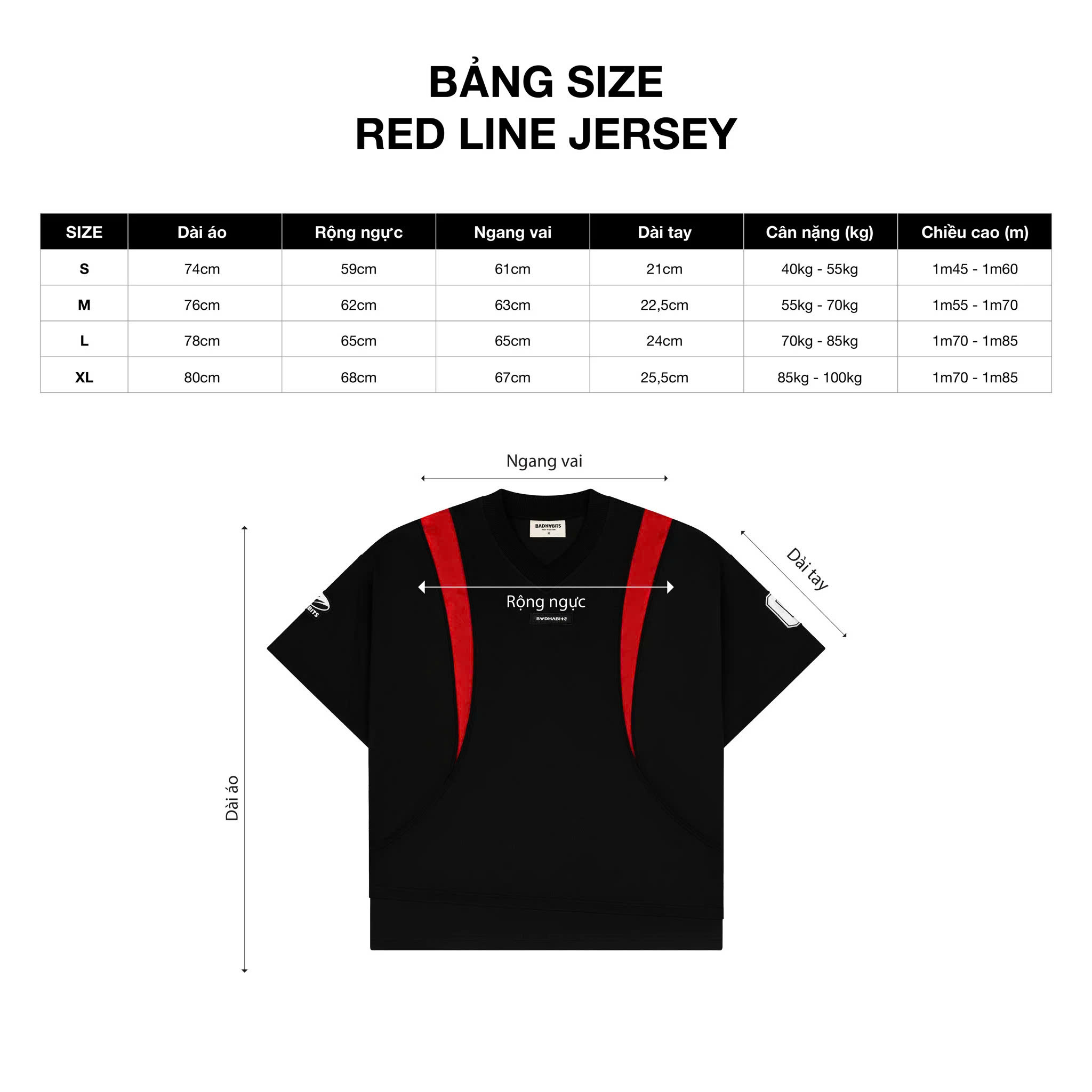 Mô tả Áo thun Unisex - Áo RED LINE JERSEY - BAD HABITS - 1