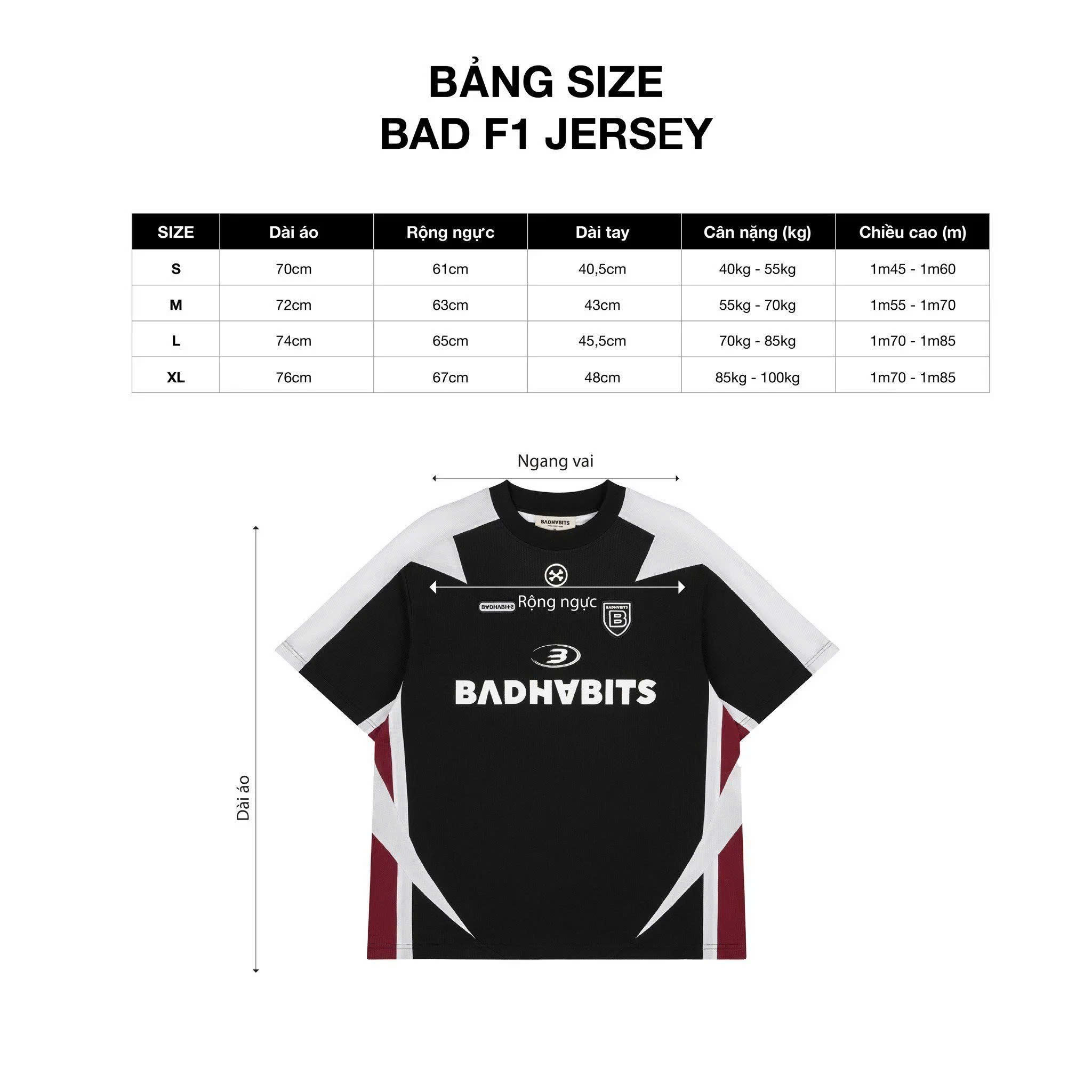 Mô tả Áo thun Unisex - Áo BAD F1 JERSEY - BAD HABITS - 1