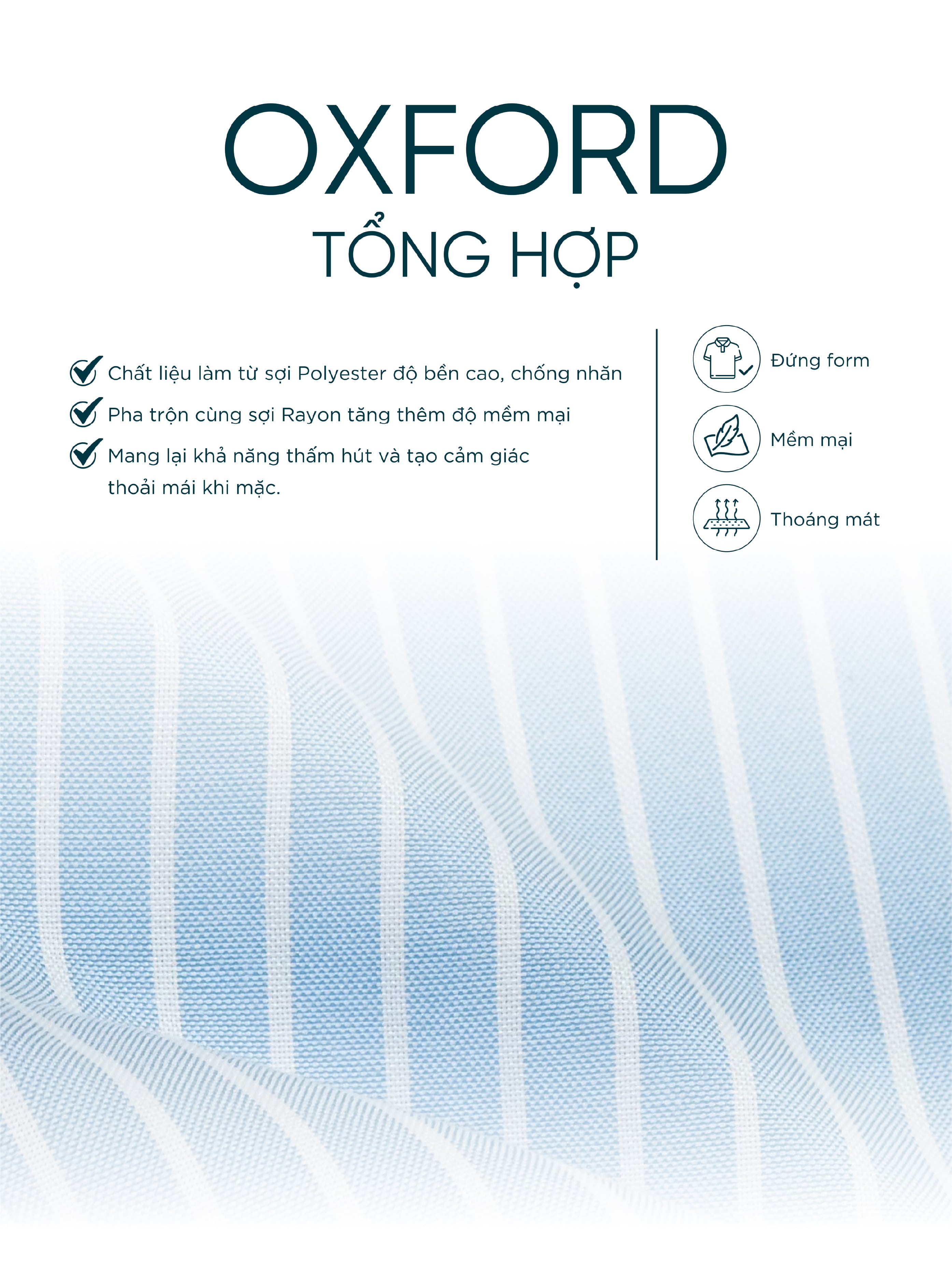 Mô tả Áo sơ mi nam tay dài ANCHOR STRIPES thêu logo, vải Oxford cao cấp, thoáng mát, đứng form - HUSSIO - 1