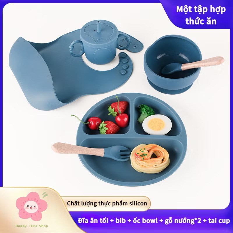 Mô tả Bộ ăn dặm cho bé Silicon Thực Phẩm,Combo Khay,Bát ,Yếm,Thìa,Cốc ăn dặm cho bé ăn dặm 6 tháng  đến 3T - 2